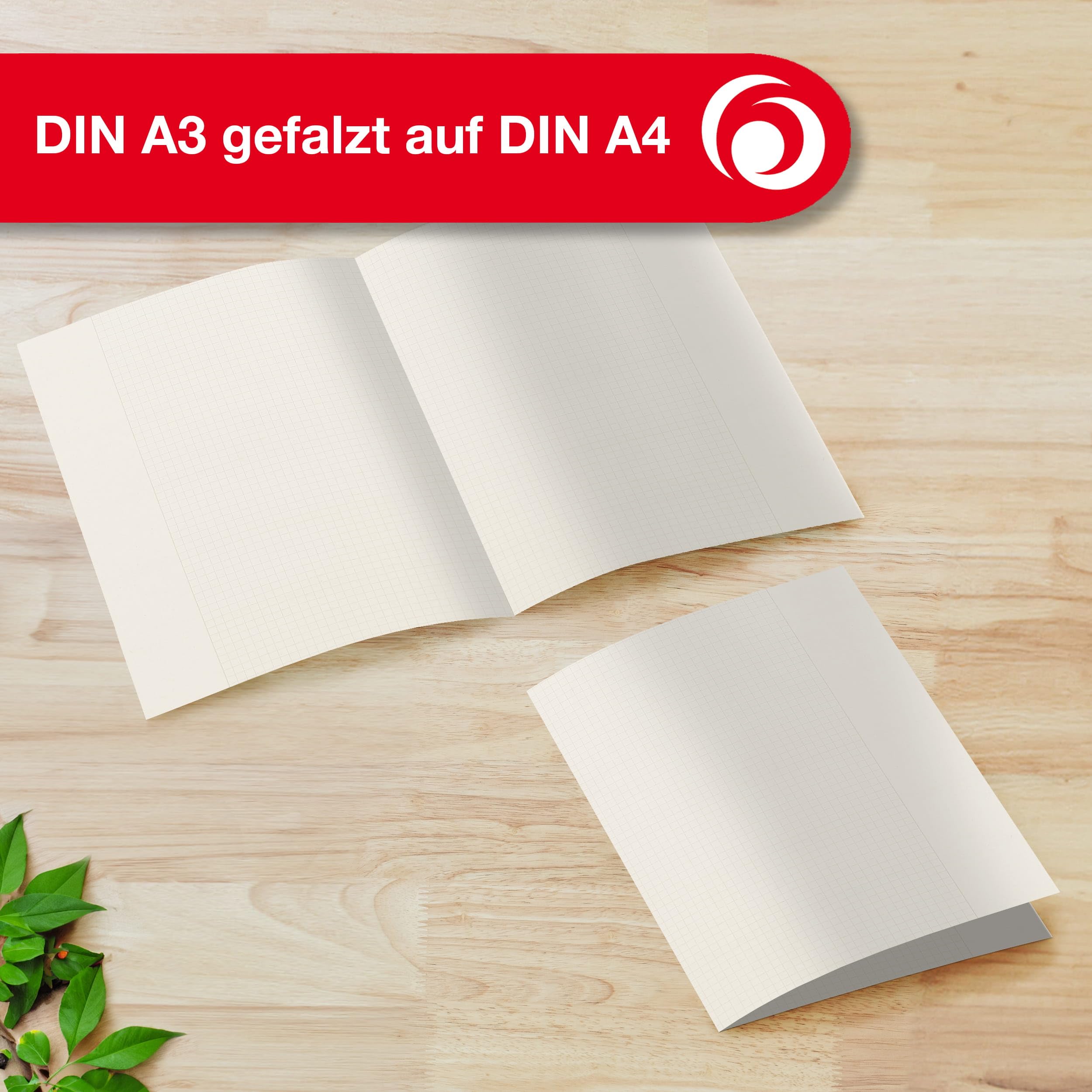 Landré Kanzlei-Papier Recycling A3 auf A4 gefalzt, kariert, 70 g/m², 250 Kanzlei-Bogen