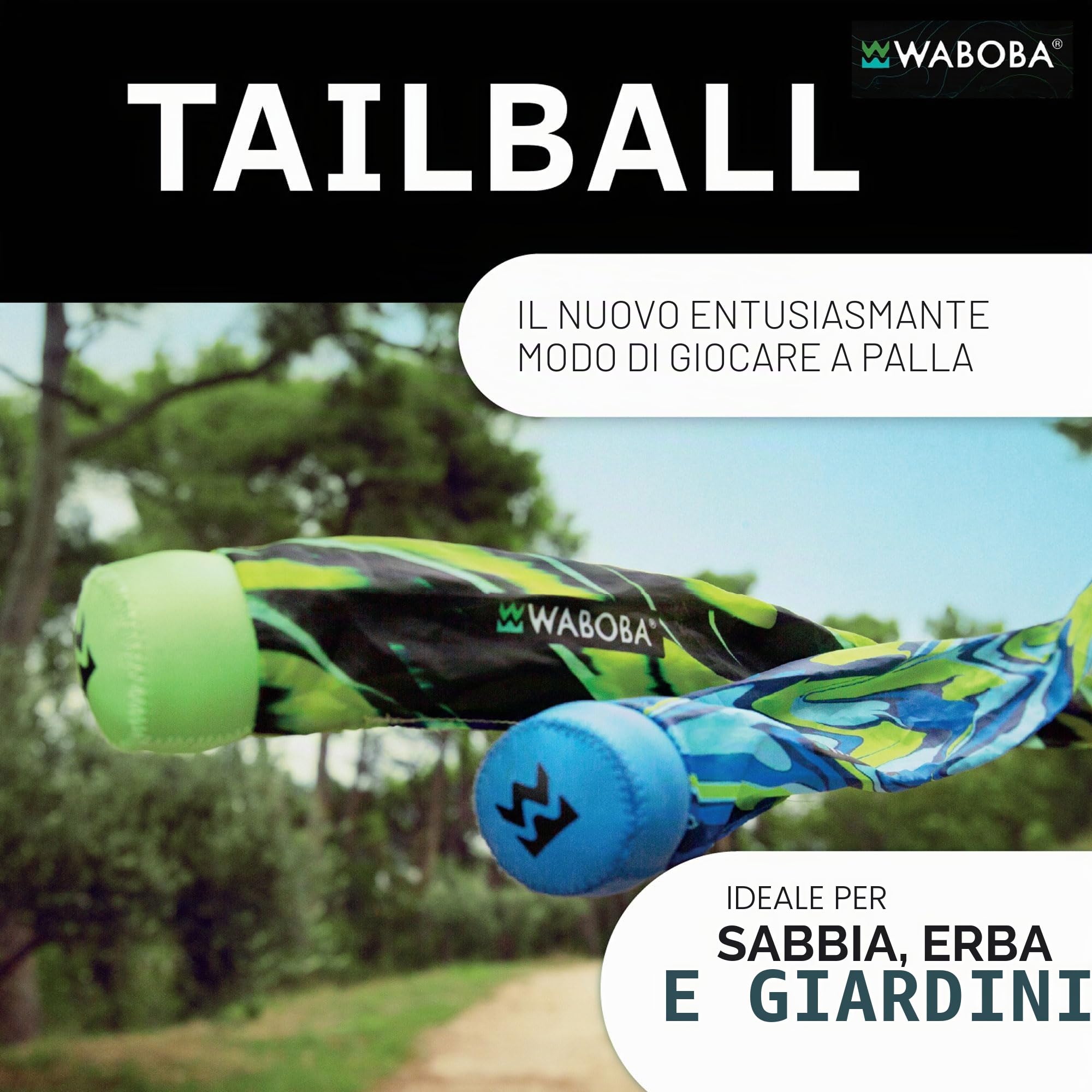 Waboba Tailball - Giocattolo da lancio con coda lunga, 80 cm, per bambini e adulti