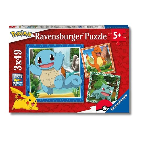 Ravensburger - Pokémon, Puzzle niños 5 años, con 3 Puzzles de 49 Piezas