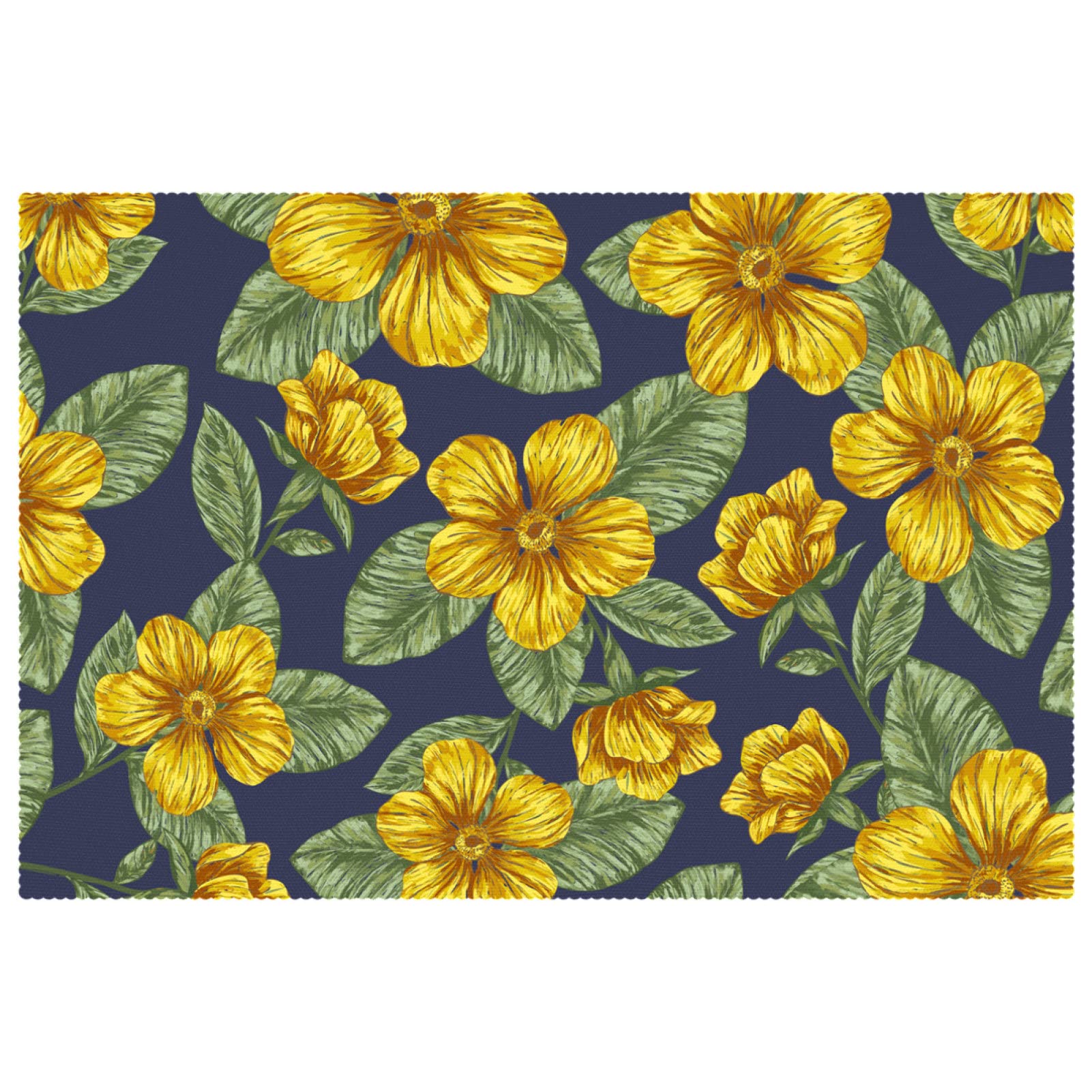 Set de table anti-tache et anti-glisse lot de 6 protège table floral jaune