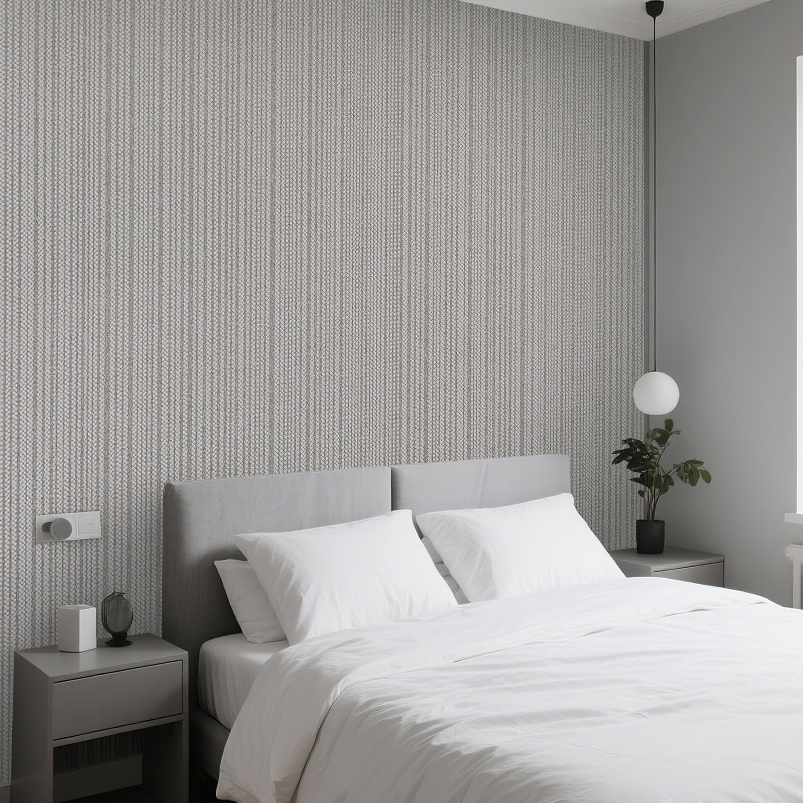 Tarwanear Dark Grey Wallpaper Non-Woven Striped Wallpaper Plain Grey Minimalist Embossed Wall Paper Modern Geometric Design Decor Roll Kids Boys Girls Wallpapers for Bedroom Lounge