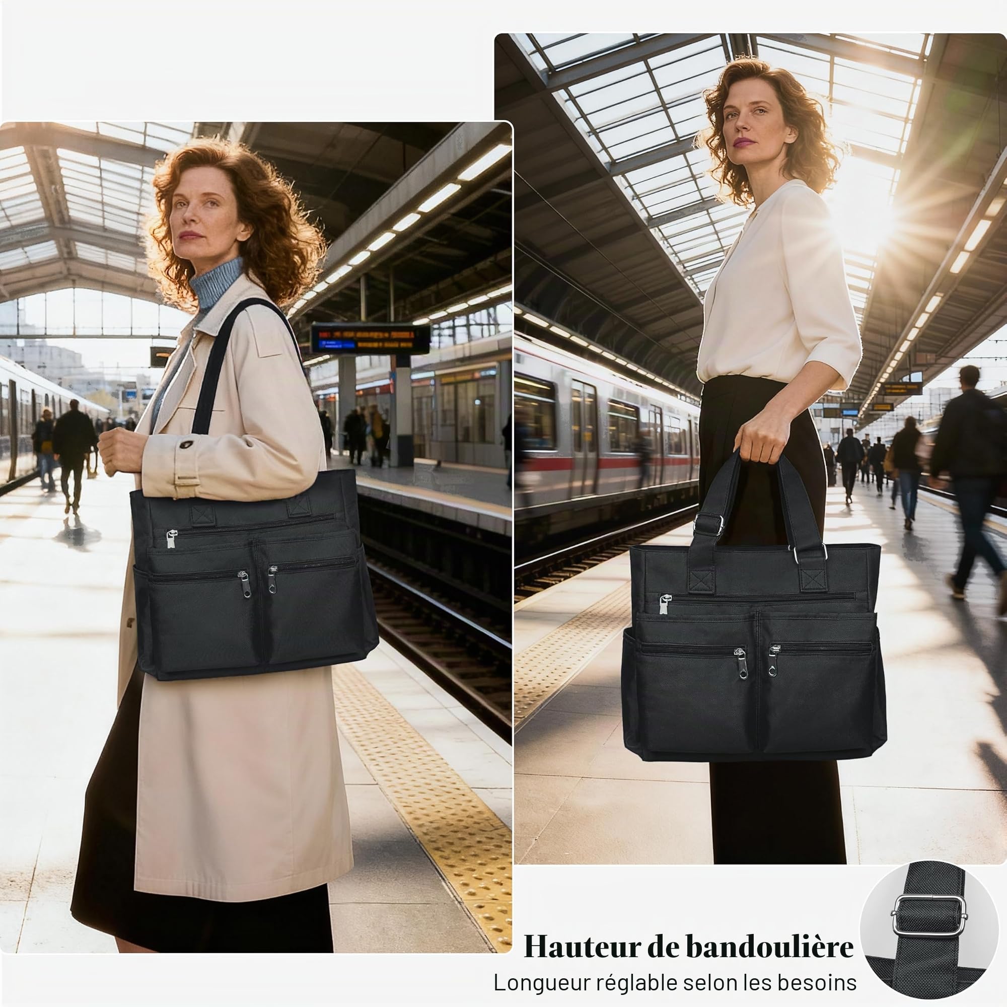 VOLGANIK ROCK Sac à bandoulière pour femme, imperméable, sac de travail léger et sac à main fourre-tout de voyage en nylon Oxford grande capacité