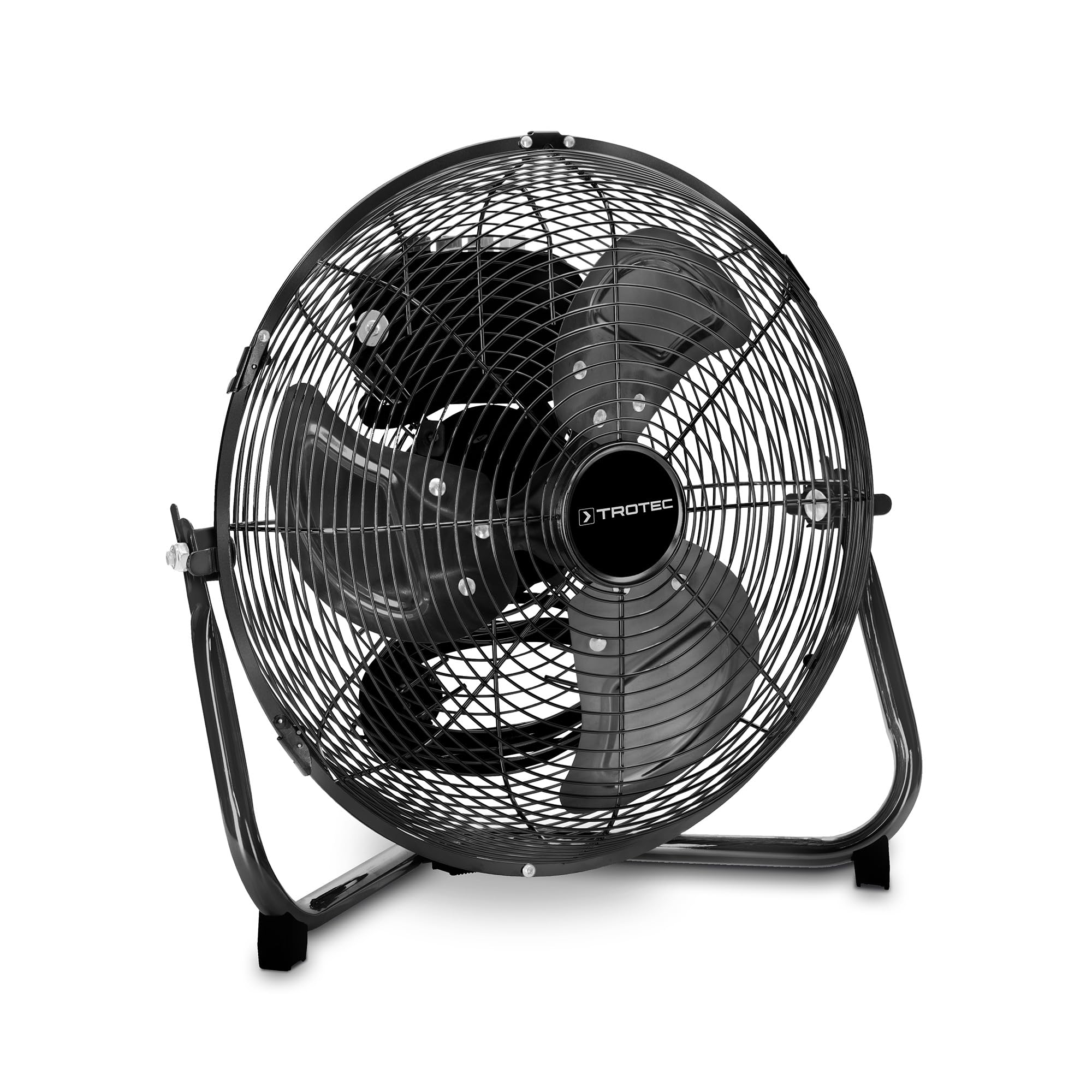 TROTEC Ventilateur de sol TVM 10 – 37 W, Ø 25 cm, 3 niveaux, design métallique, fonction d’inclinaison, compact et puissant, refroidisseur d’air silencieux pour la maison et le bureau