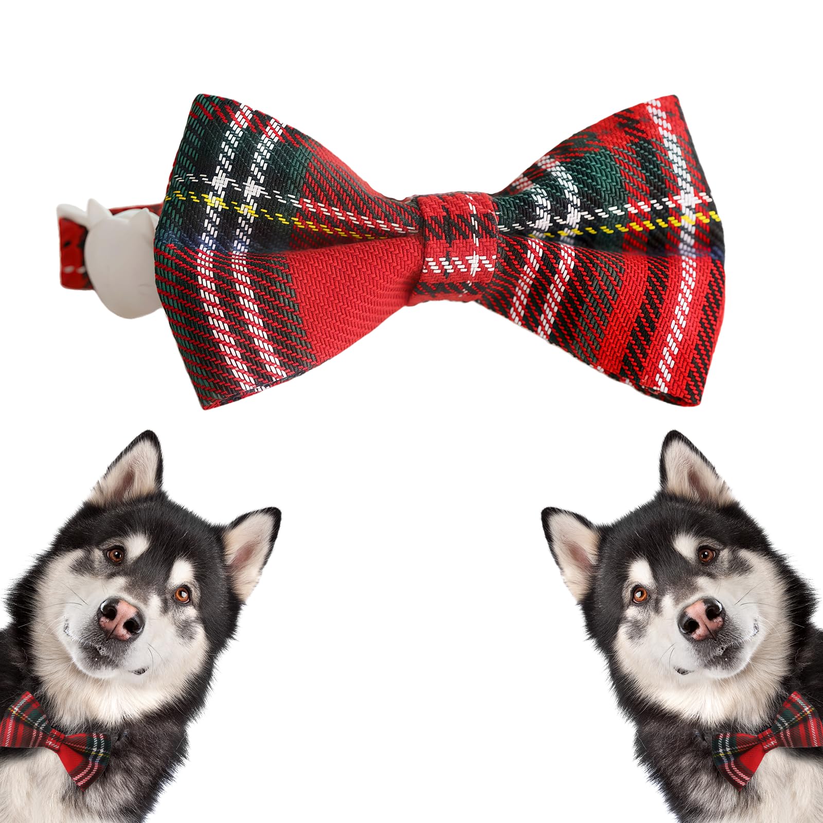 BORFUE Tartan Dog Bow Tie Scottish Tartan Dog Collar with Bow Small Pets Collar Accessories for Christmas Pet Gift