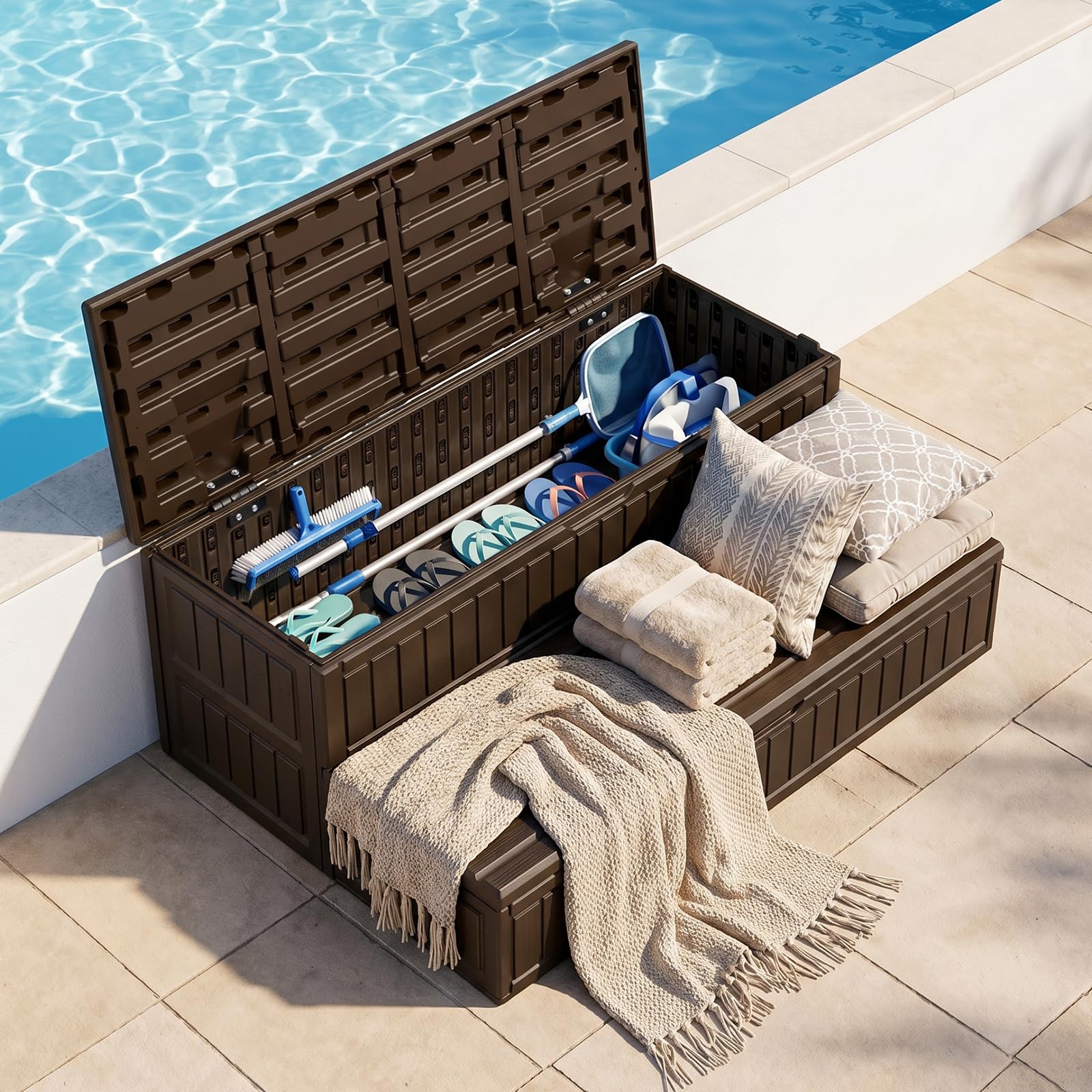 Marchepieds pour jacuzzi avec rangement Garturects marron