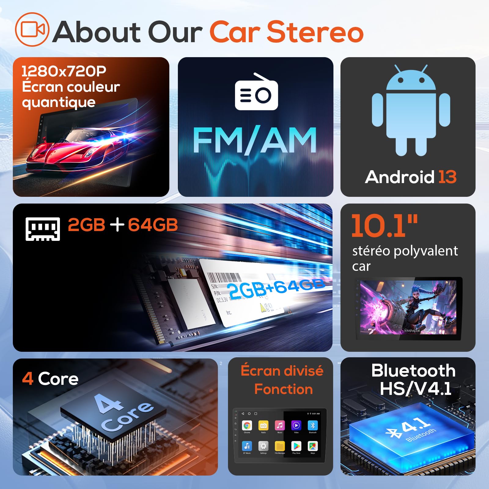 Haudio 2 Din Autoradio avec CarPlay Sans Fil et Android Auto, 10.1 Pouces Autoradio Bluetooth avec Caméra Arrière, Lien Miroir, AM/RDS/FM, Compatible avec Toutes les Voitures avec Double Bouton 2+64Go