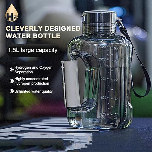 Miniatura 2 de Botella de agua de hidrógeno de alta capacidad de 50.7 fl oz, tecnología avanzada SPE y PEM Máquina generador de hidrógeno de 6 minutos, ionizador