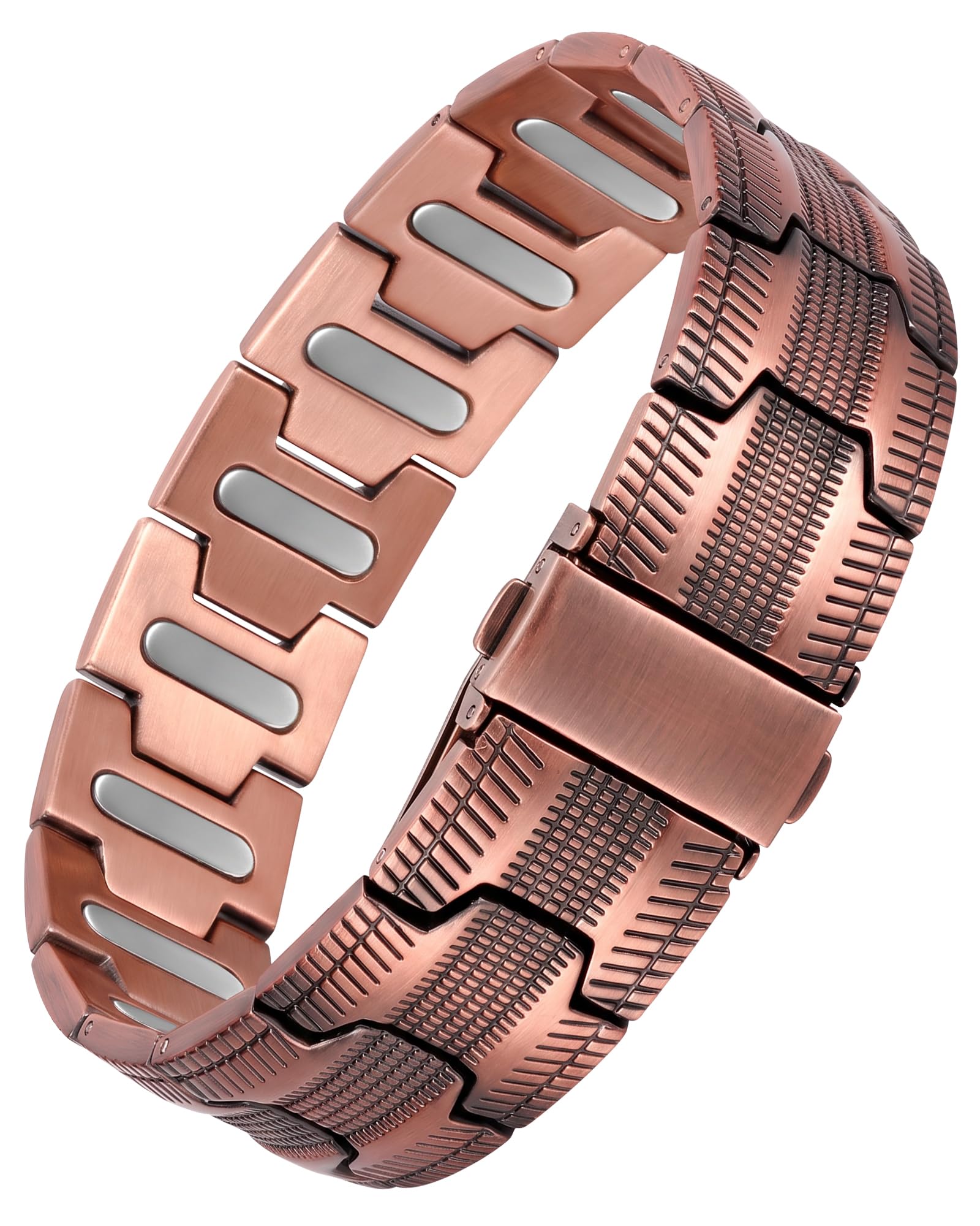 Feraco Pure Copper Magnetic Bracelet for Men,3X Strength Magnets Jewelry