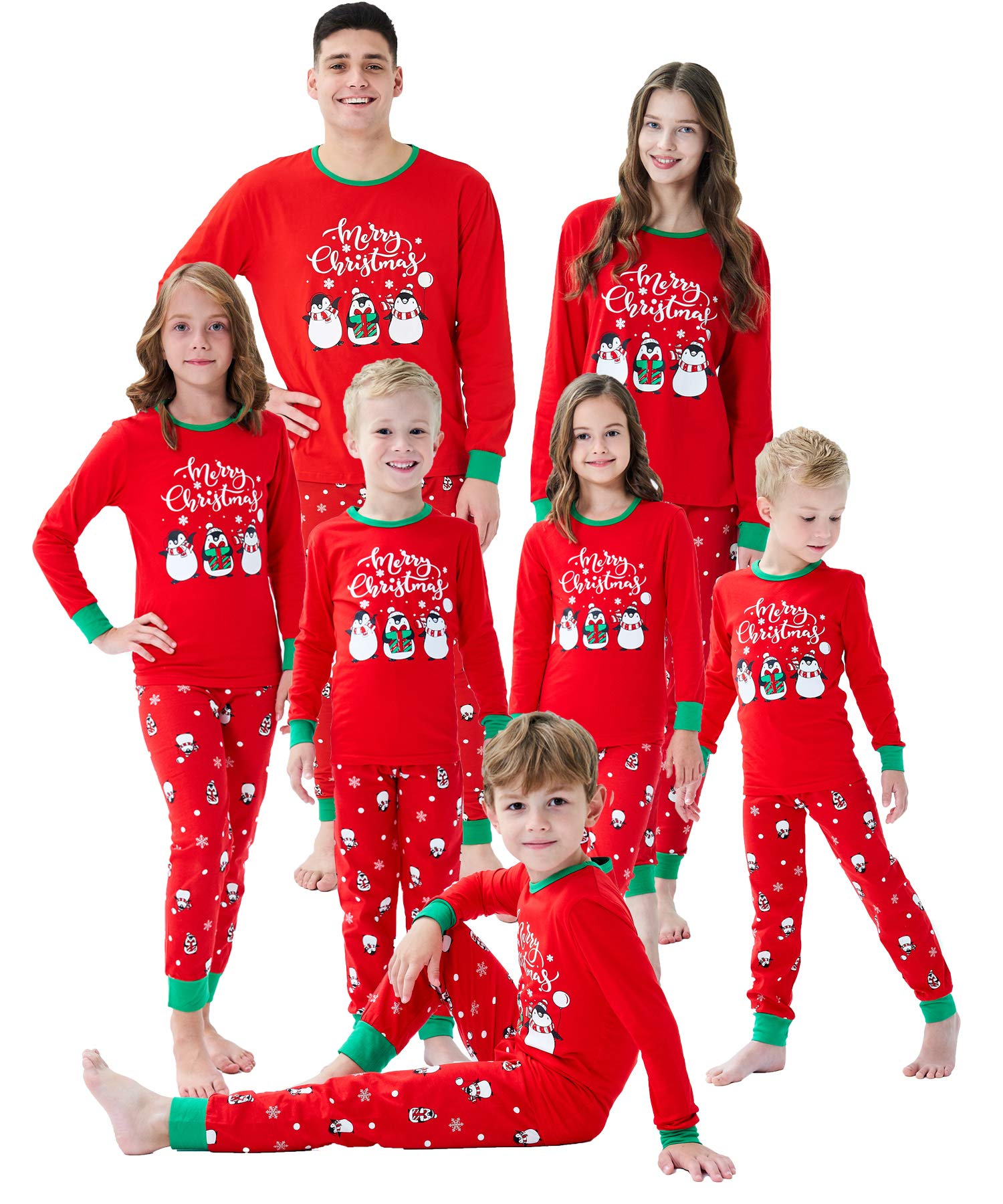 Demifill Family Matching Pajamas Christmas Boys Girls Pajamas Penguin Mens Pjs Sleepwear Size L Red