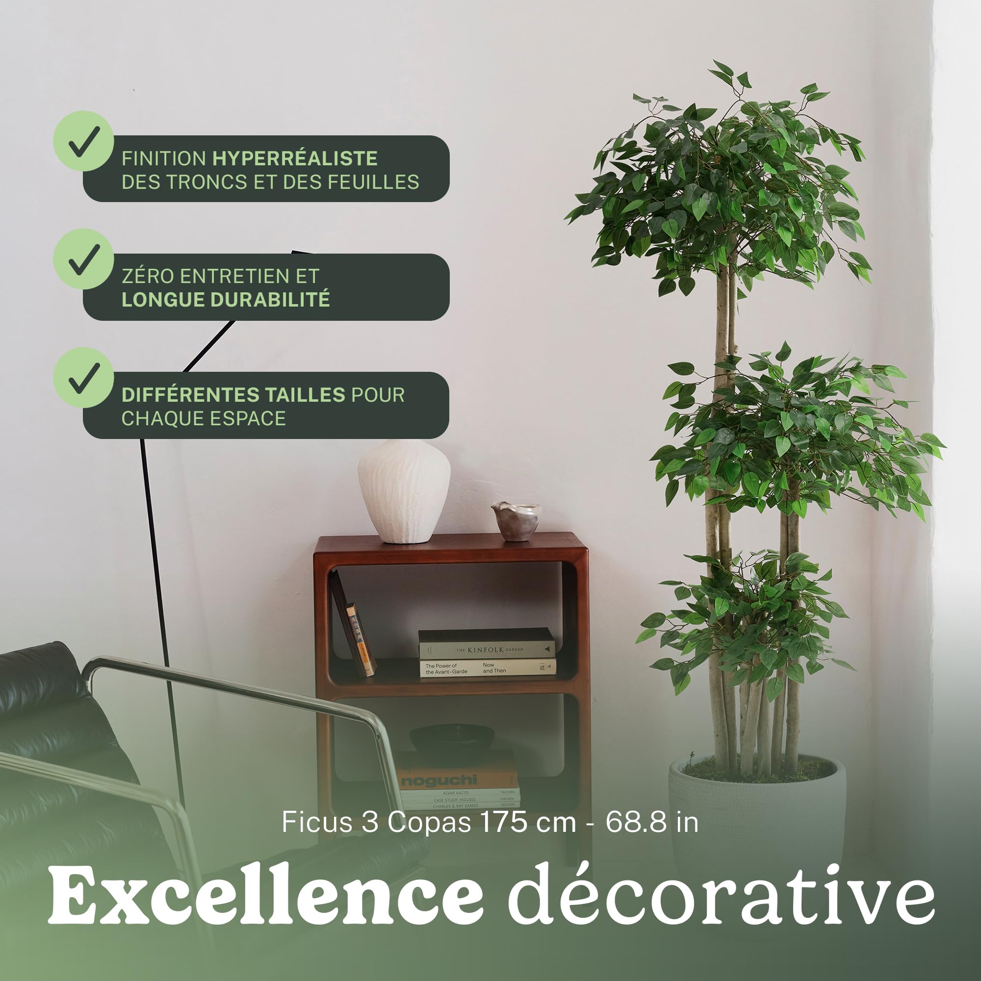 Maia Shop | Ficus Artificiel | Plantes Artificielles Interieur | Plante Artificielle | 3 Cimes Mesures: 175 x 80 cm | Fausse Plante | Arbre Artificiel | Decoration Maison