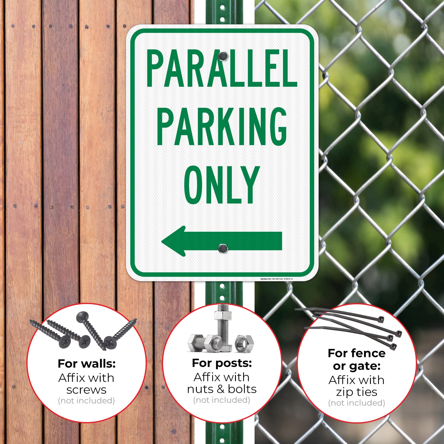 Parallel Parking Only with Left Arrow Sign, 18x24 Inches, 3M EGP Reflective .080 Aluminum, Fade Resistant, Made in USA