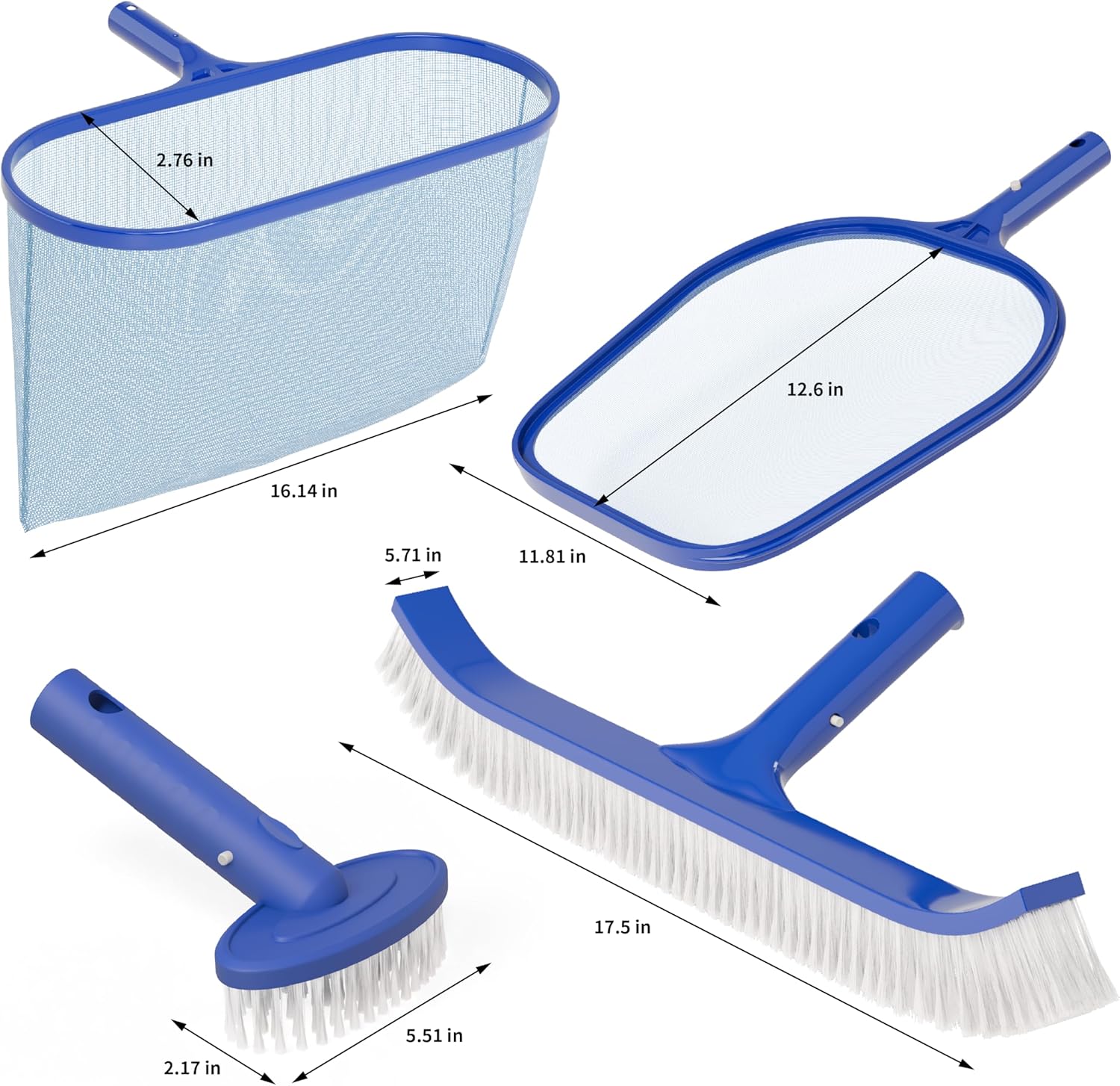 VINGLI Pool Cleaning Kit, 4-in-1 Pools Maintenance Tools with Pool Brush, SPA Brush, Pool Net and Skimmer Net, Pool Cleaning Tools for Ground&Inground Pools (Style 2 : 4 in 1)