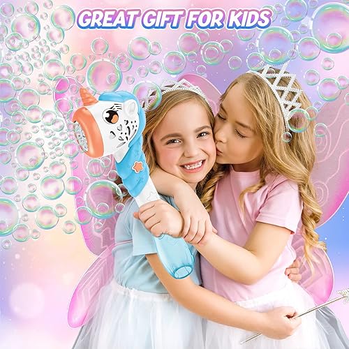 Miniatura 5 de Juguetes de máquina de burbujas para niños juguetes de unicornio para niñas de 3, 4, 5, 6, 7, 8 años, juguetes al aire libre, varita de burbujas a