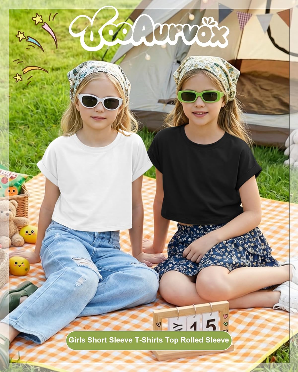 3 Pack Girls Crop Tops Short Sleeve Crew Neck Shirts Kid Athletic Rolled Cuff Tee Fashion Casual Basic Teen Clothes - Image 4