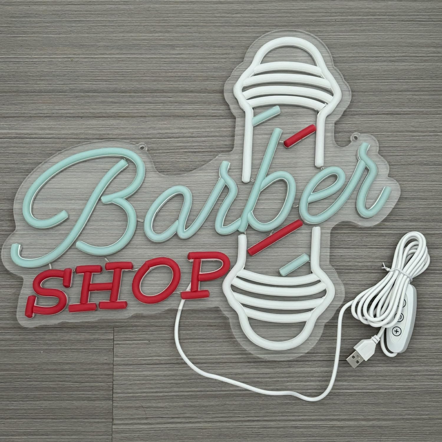Panneau néon LED à intensité variable pour magasin de coiffure - Décoration murale et de fenêtre - Matériau acrylique réutilisable - Salon de coiffure - Cadeau pour coiffeur - 37 x 32 cm