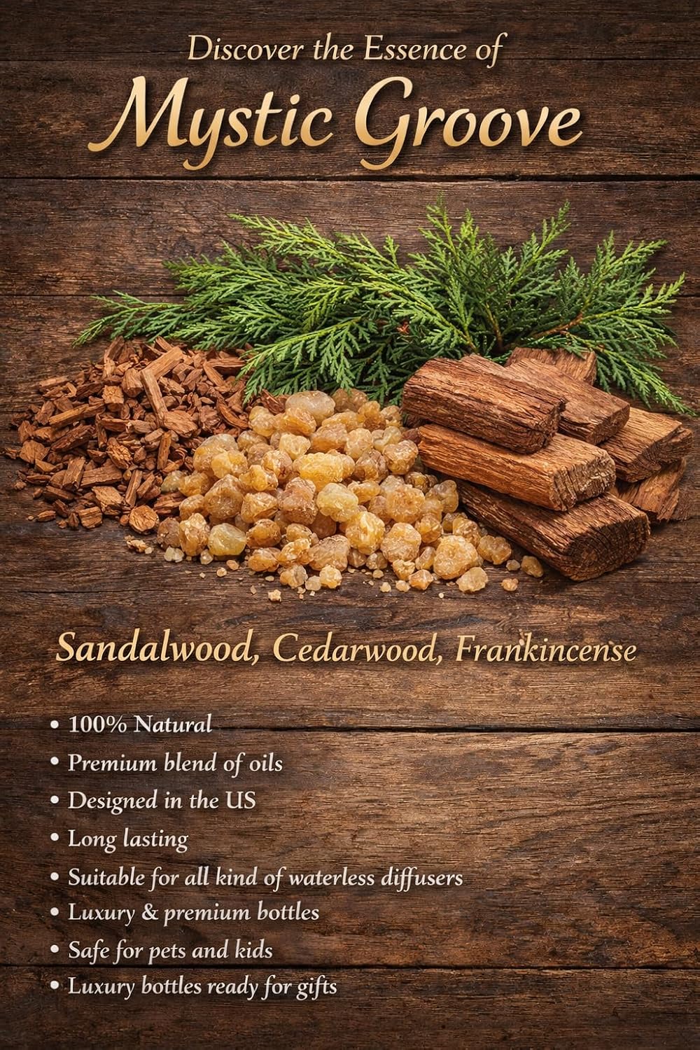 LuvAir™ Woody Collection Aroma Oil Refill – Warm, Earthy Fragrance for Car and Home Waterless Diffusers (50 ml, Mystic Grove)