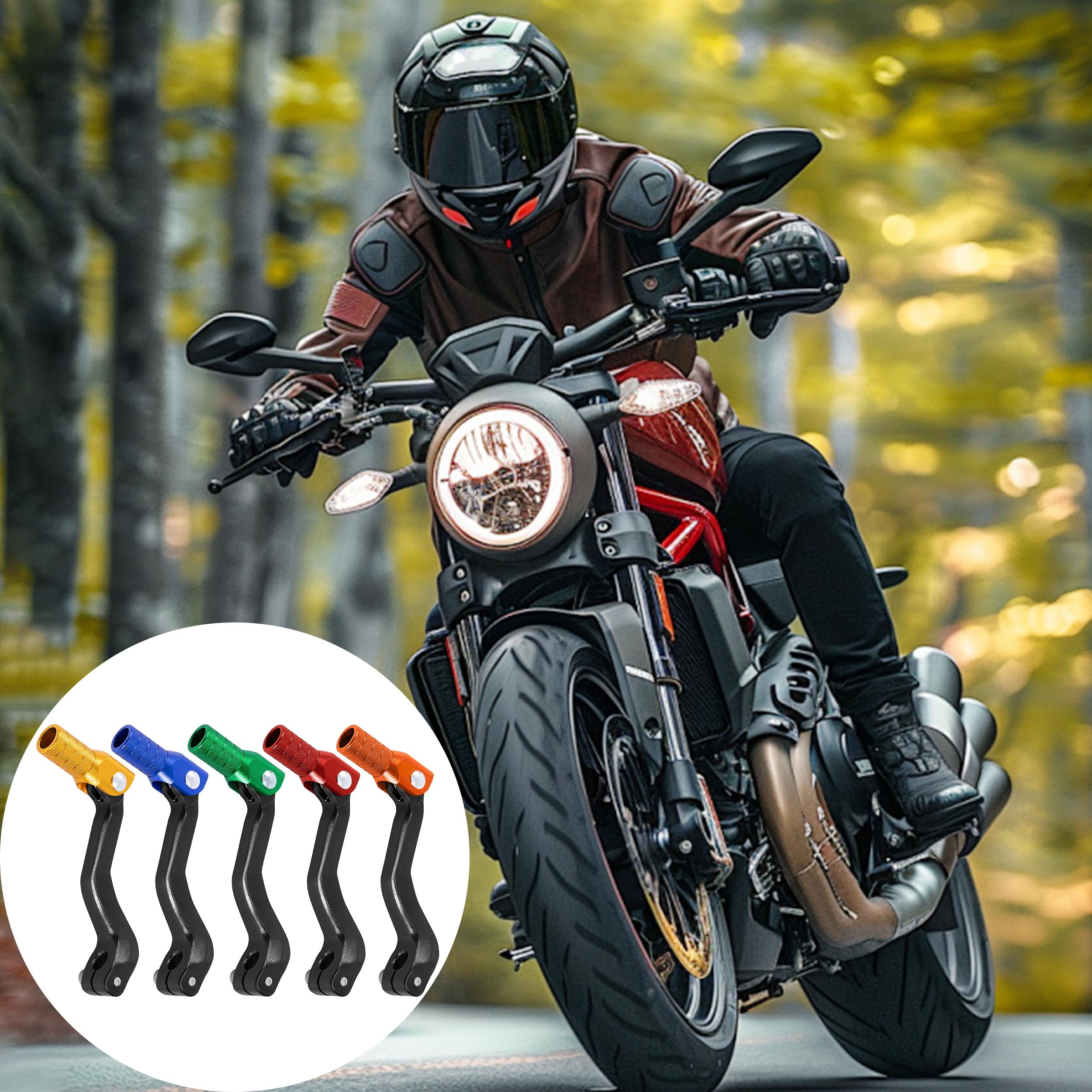 Tunejoy Leva del Cambio Pieghevole per Moto in Alluminio Universale per 50cc 70cc 90cc 110cc 125cc Scooter Pit Bike Dirt Bike Ciclomotore 119x52mm Nero + Arancio
