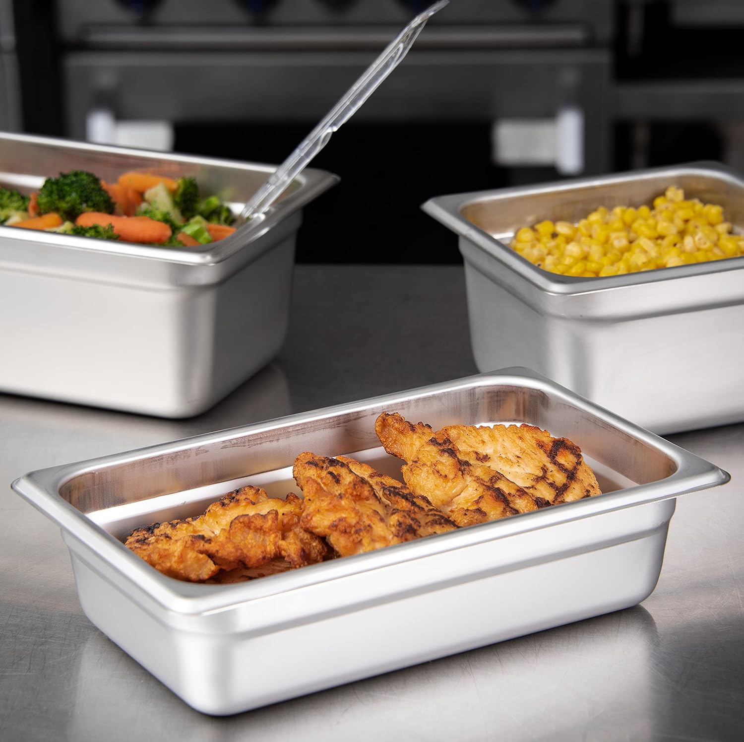 Carlisle FoodService Products DuraPan Food Pan, 1/4 Size Stainless Steel Container for Storing and Serving Food in Commercial Kitchen, 1.2 Qt, 6 Count