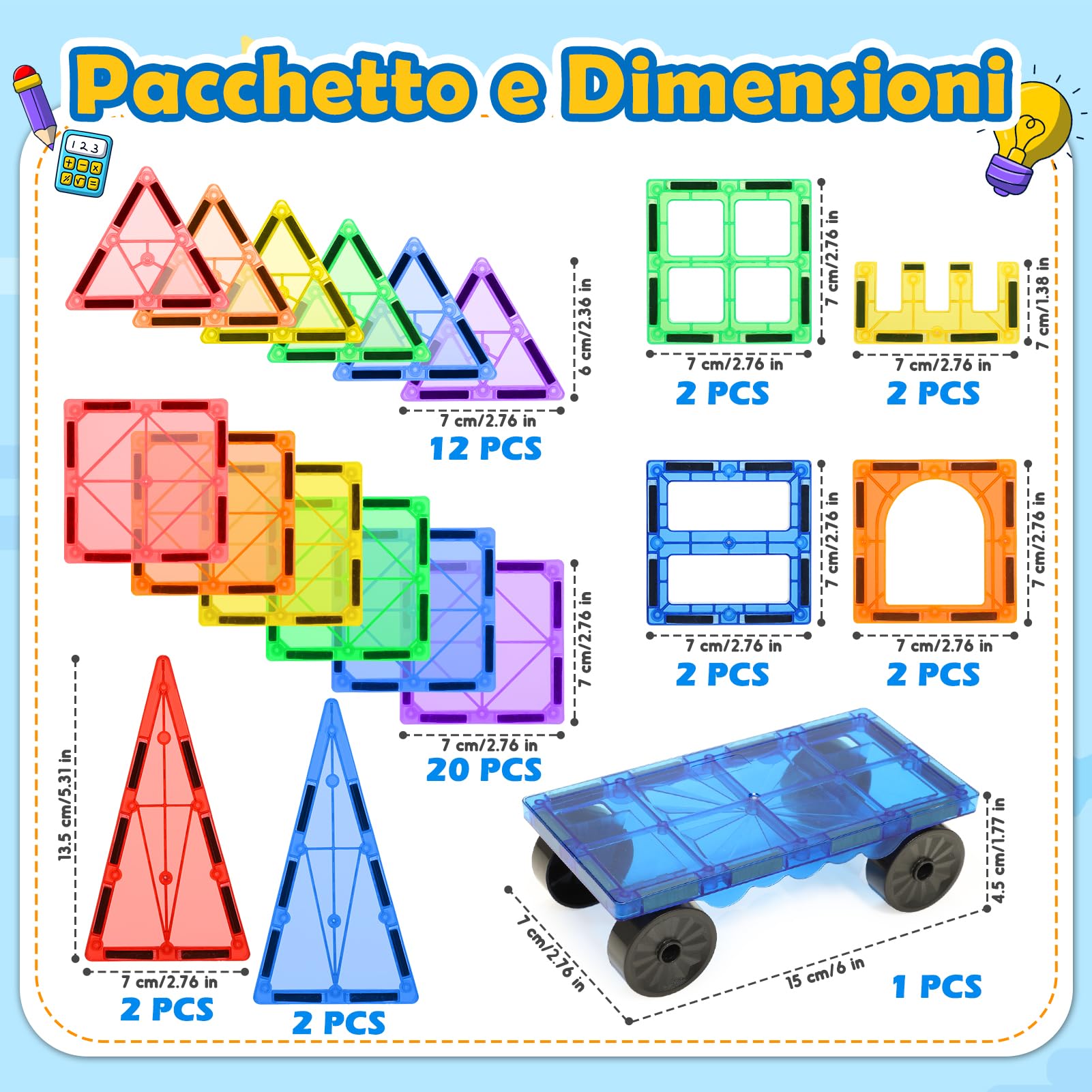 Wootoyz Costruzioni Magnetiche Per Bambini 3 4 5 6 Anni, Giochi Bambini 3-6 Anni Magneti Bambini Regalo Bambino Bambina 3-8 Anni Giocattoli Bambino Bambina 3-6 Anni Regali Compleanno Bambinis