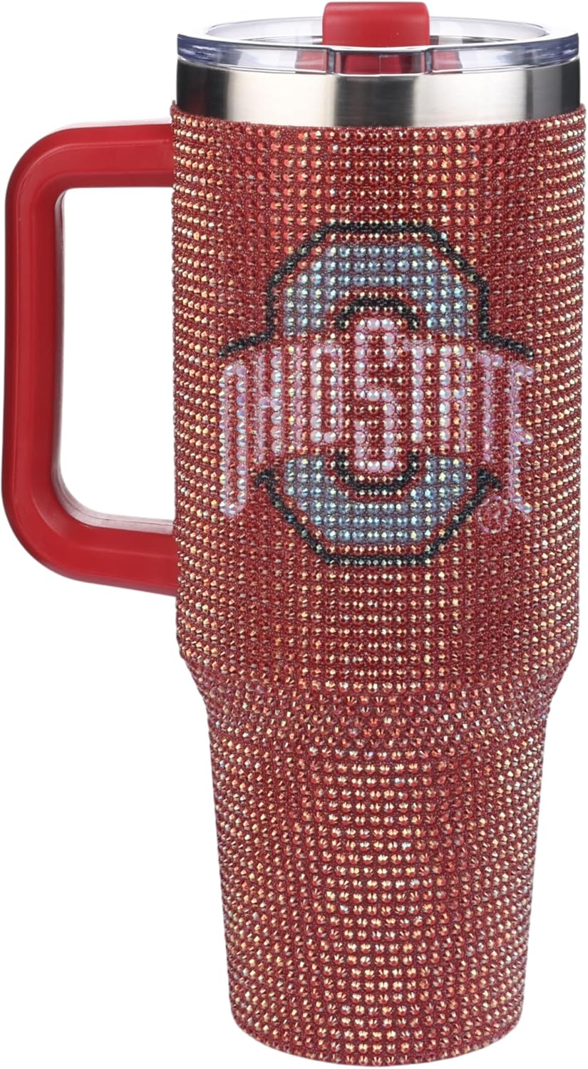 The Memory Company Officially Licensed NCAA 40oz Rhinestone-Embellished Game Day Tumbler, Stainless Steel Sports Water Bottle with Lid & Straw, Vacuum Insulated, For Hot & Cold Drinks - Image 4