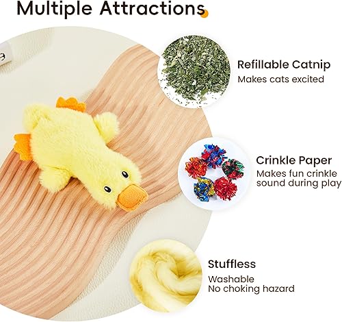 Miniatura 2 de Potaroma Juguetes para gatos con hierba gatera con sonido arrugado, 2 piezas, sin desorden, juguete para gatito, duradero, mordida felina, juguetes