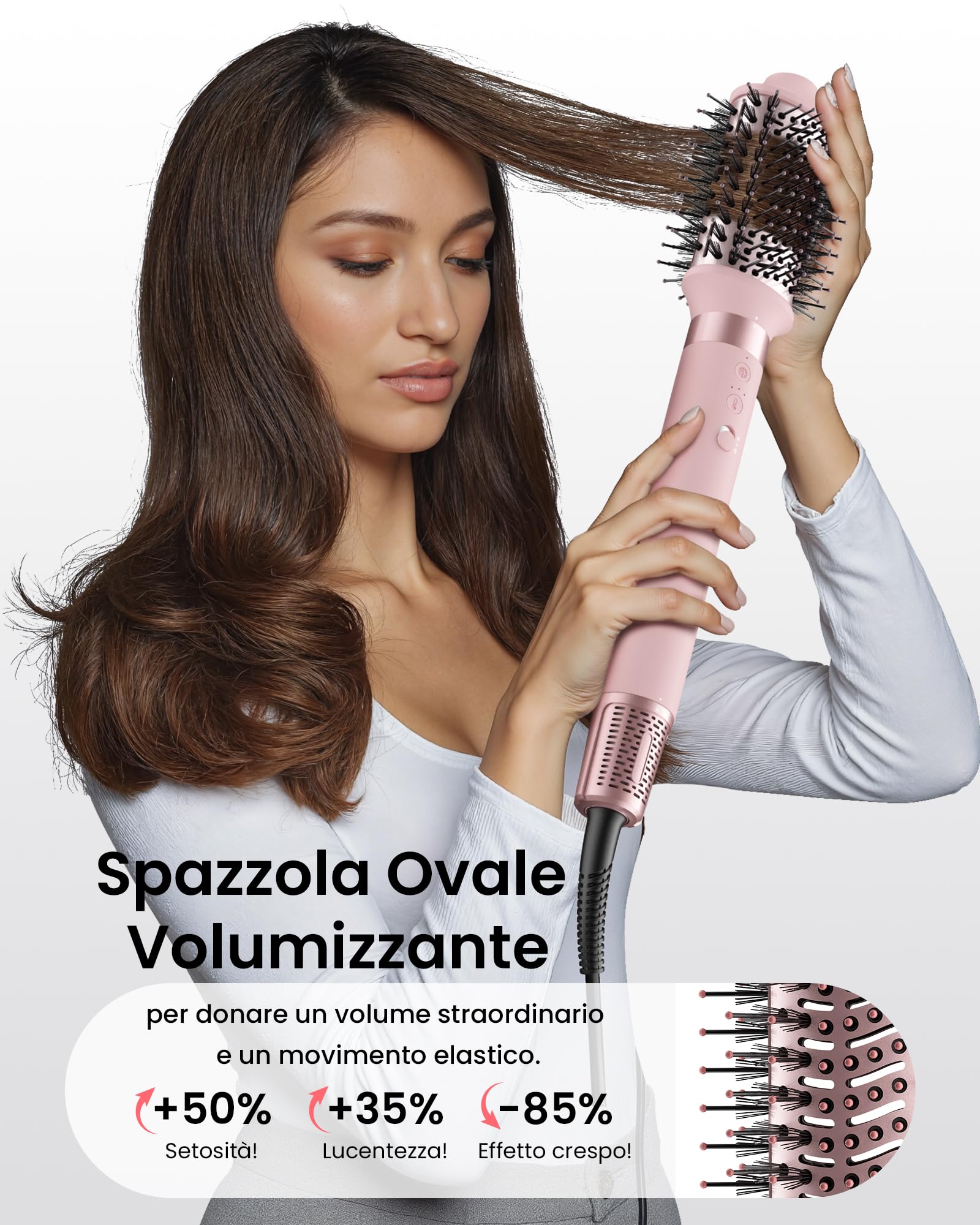 MESCOMB Air Styler 6 in 1, Asciugacapelli Ionico, Spazzola per Capelli | Arricciacapelli Automatico, Spazzola Lisciante e Volumizzante, Diffusore per Ricci, Asciugatura Rapida, Borsa da Viaggio