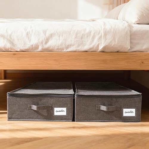 Miniatura 6 de Contenedores de almacenamiento para debajo de la cama con tapa, paquete de 2 organizadores de almacenamiento plegables debajo de la cama, bolsa