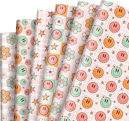 AnyDesign - Papel de regalo de 12 hojas de papel de regalo de margaritas coloridas, papel de arte decorativo diario para cumpleaños, baby shower,