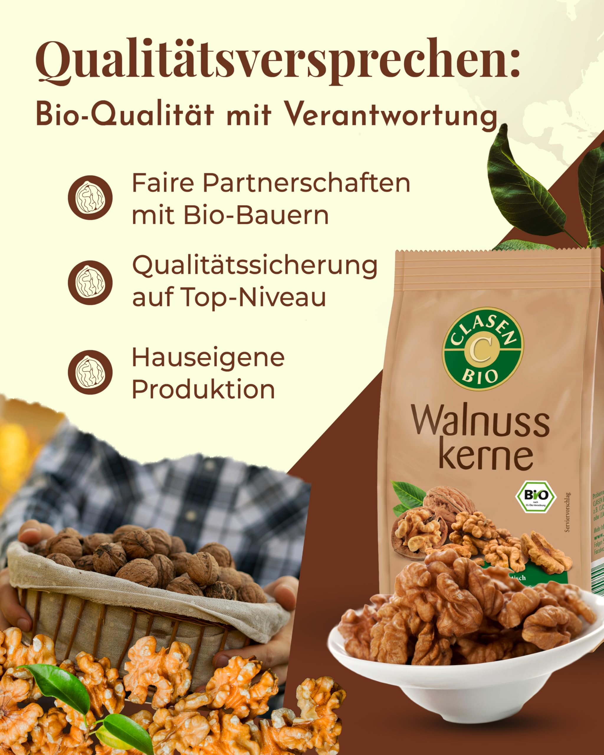 8x CLASEN BIO Walnusskerne - 150g