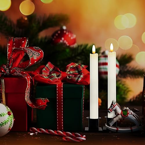 Miniatura 3 de CVHOMEDECO. Velas cónicas sin llama de cera real con control remoto de 10 teclas, velas LED parpadeantes con mecha 3D para ventana, decoración de