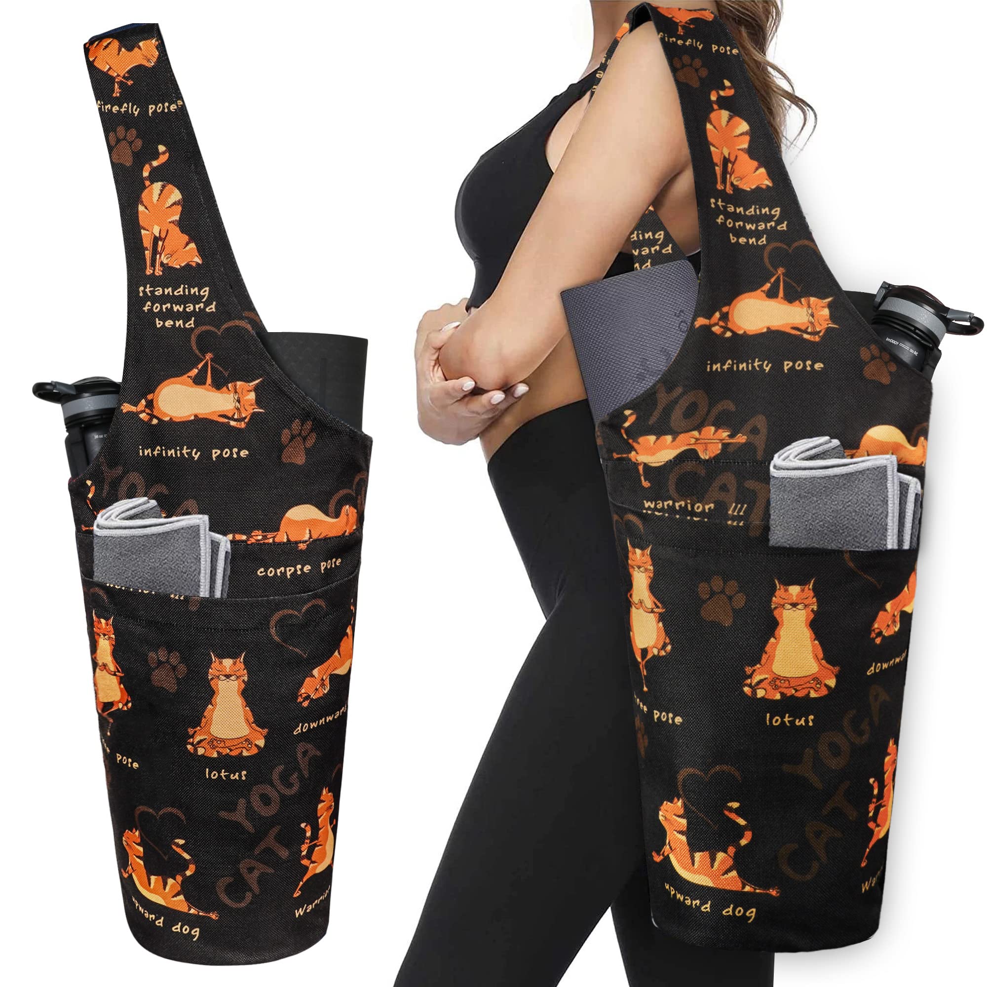 Yoga Mat Bag - Long Tote with Pockets - Holds More Yoga Accessories - Yoga Bag Fit Most Size Mats - Yoga Mat Carrier