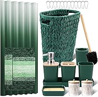 Vista 36 de Juego de baño negro, papelera de baño de 9 piezas, decoración para baño con soporte para cepillo de dientes, taza, dispensador de loción, bandeja