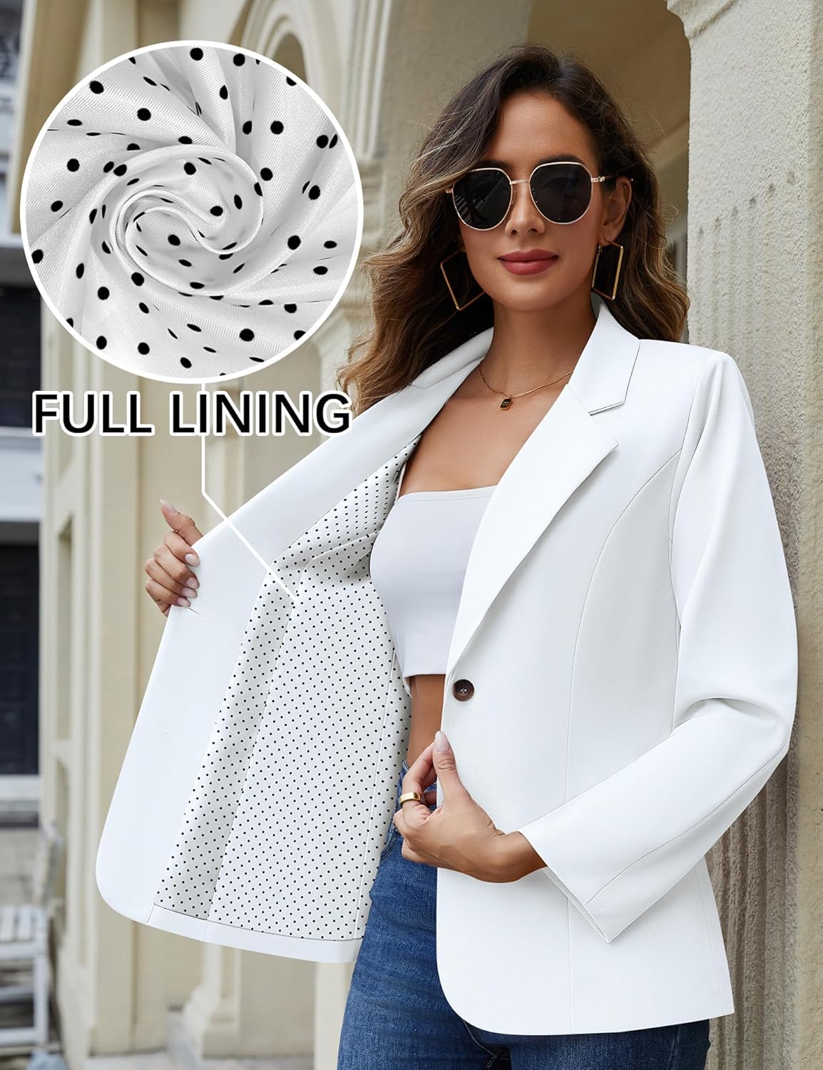 Genhoo Blazer Jackets for Women Open Front Long Sleeve Work Office Casual Blazers with Pockets S-2XL - Image 4