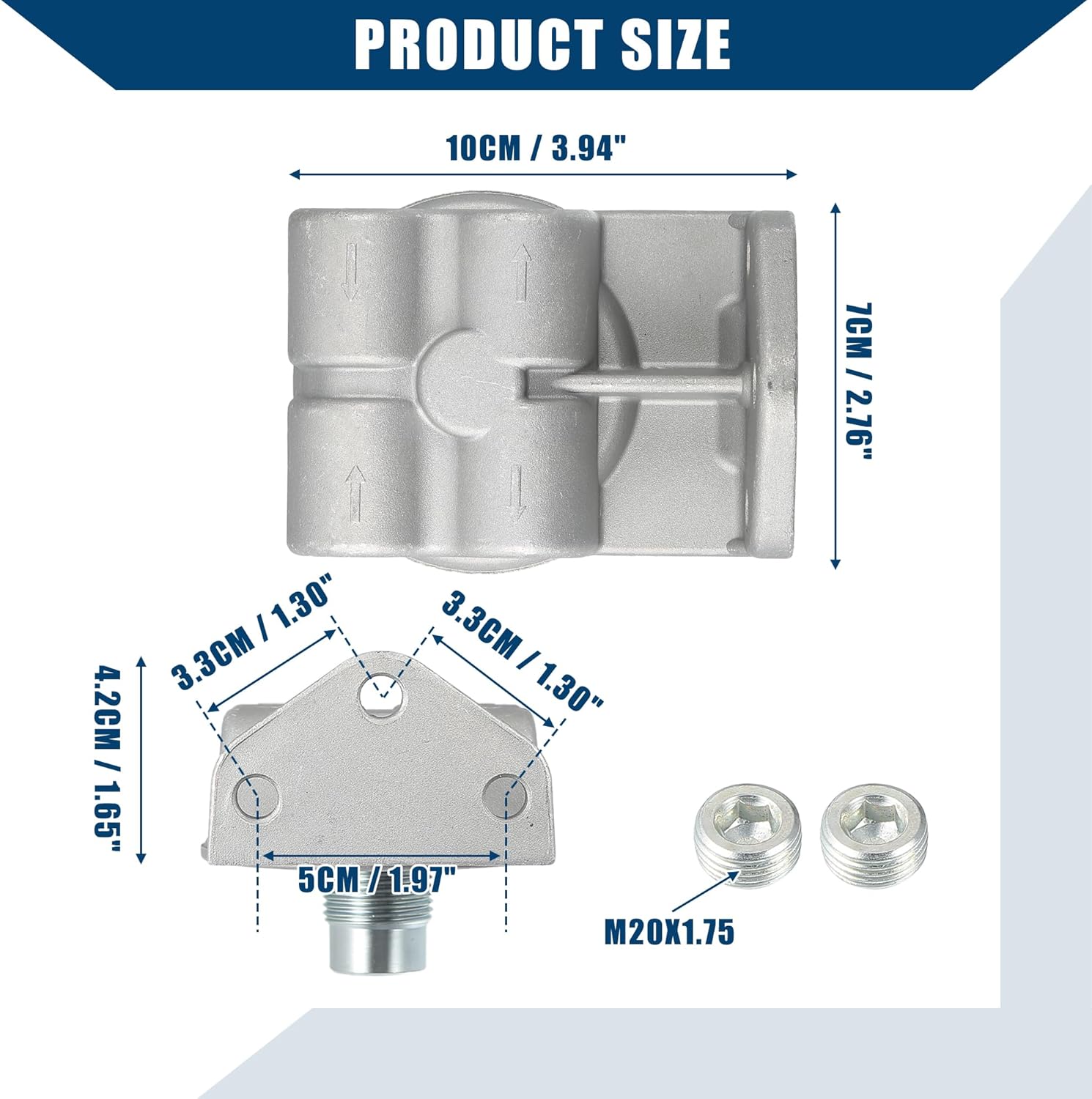 Fuel Filter Remote Mount Base for CAT 1R-0749 1R-0750 / Filter Mounting Base/Durable/Metal / 1 Pc/Silver Tone