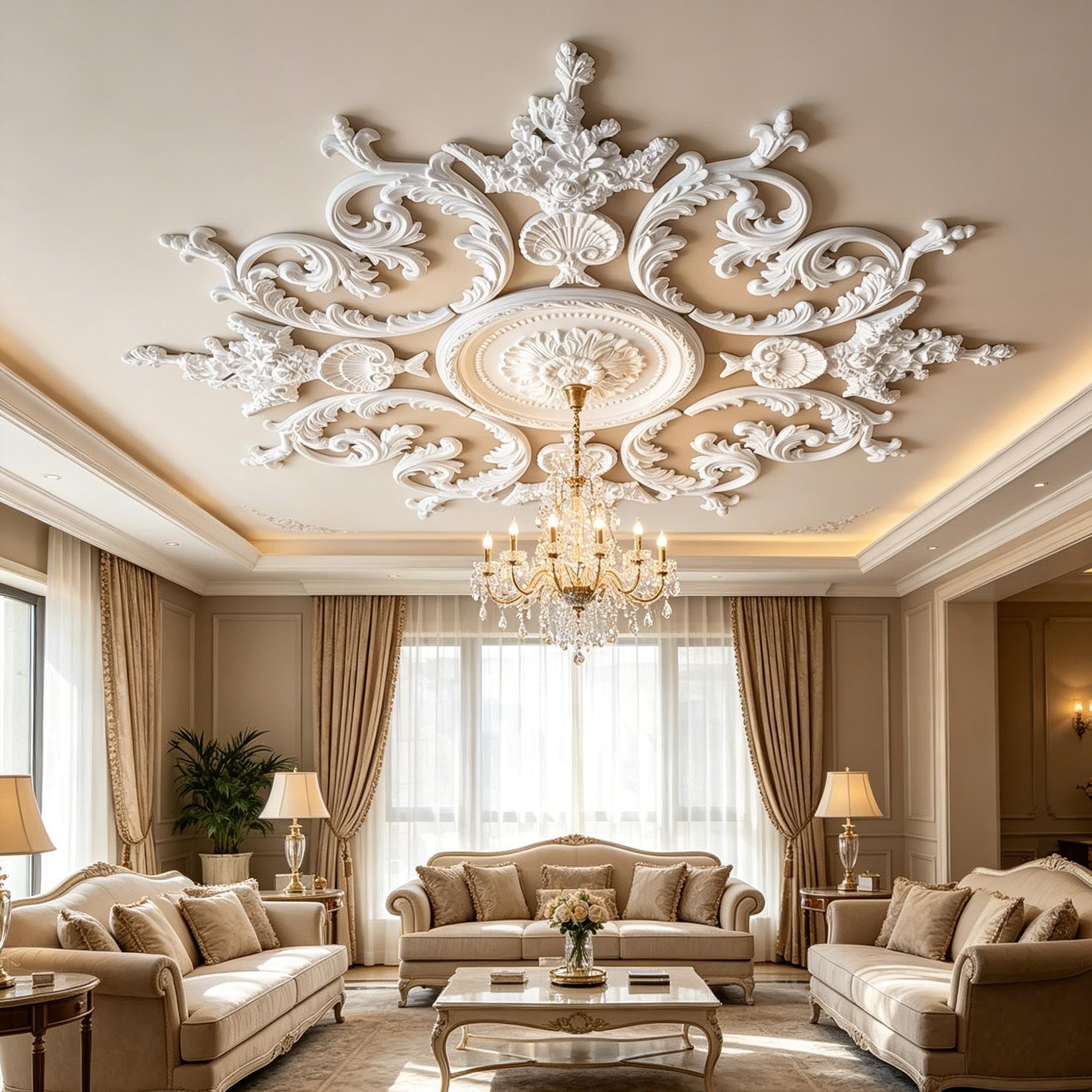 Generico Rosone in Polistirolo per Soffitto e Pareti Bianco 97cm