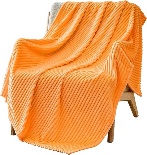 Miniatura 40 de Bnuitland - Manta de franela marrón con funda de almacenamiento, 300 GSM, manta de sofá súper suave con patrón de rayas de forro polar para bebés