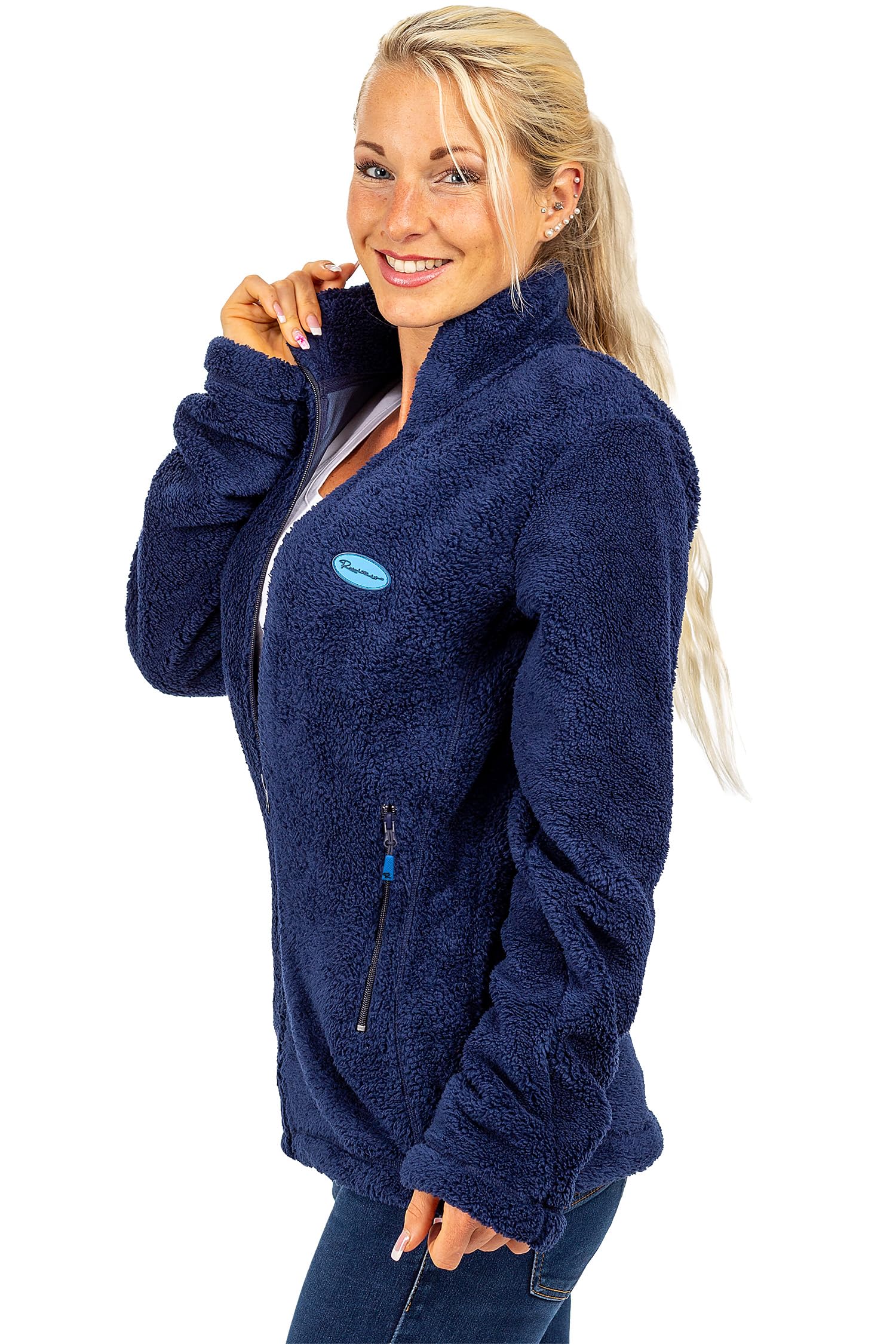 Reichstadt Damen Fleecejacke aus weichem Teddyfleece mit Stehkragen