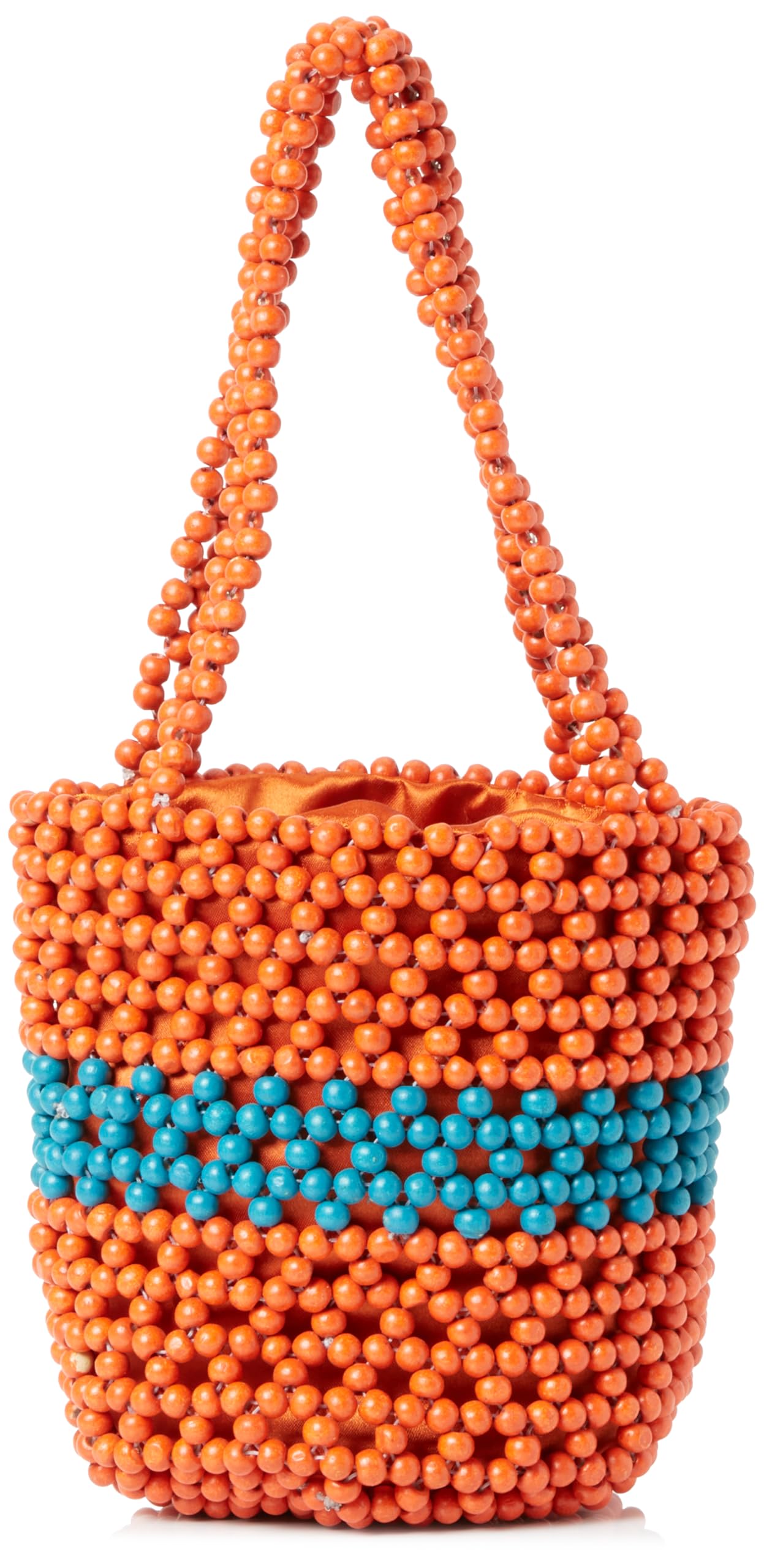 NALLY Women's Beaded Bucket Shoulder Bag, Orange Multi-Coloured, One Size