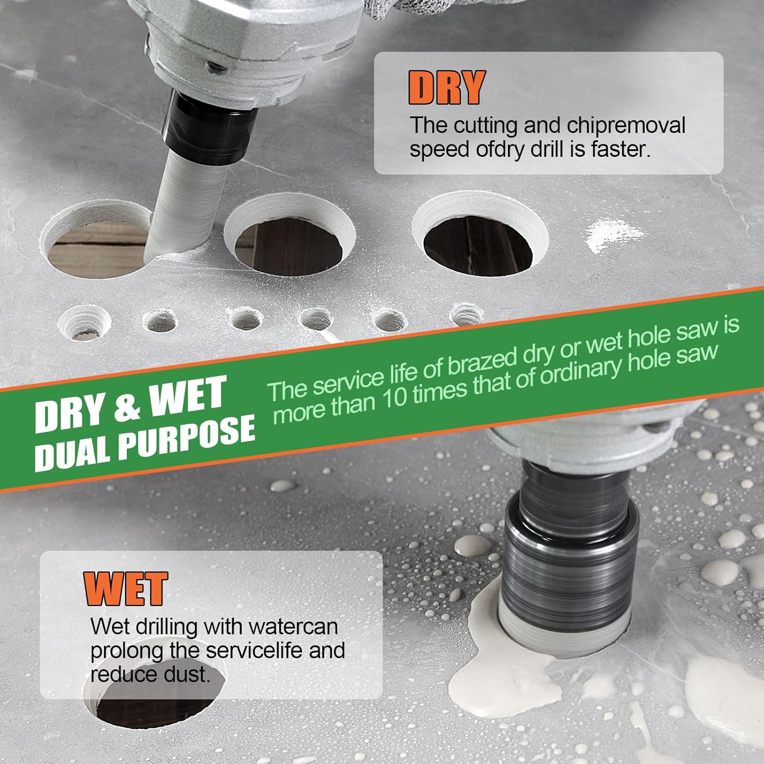 Diamond Hole Saw Kit Tile Drill Bits, 11 PCS Diamond Core Drill Bits Set 6/8/10/19/25/35/51/65mm+50mm Chamfer Saw +20mm Finger Bit+SDS Adapter Porcelain Hollow Drill Hole Saw for Ceramic, Granite