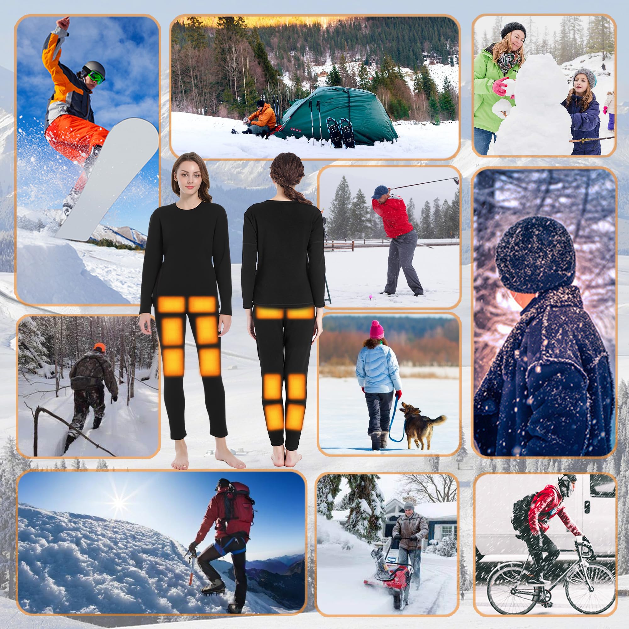 Pantalones térmicos eléctricos para Mujer, con 12 Zonas de Calentamiento y Forro Polar, para Caza y esquí.