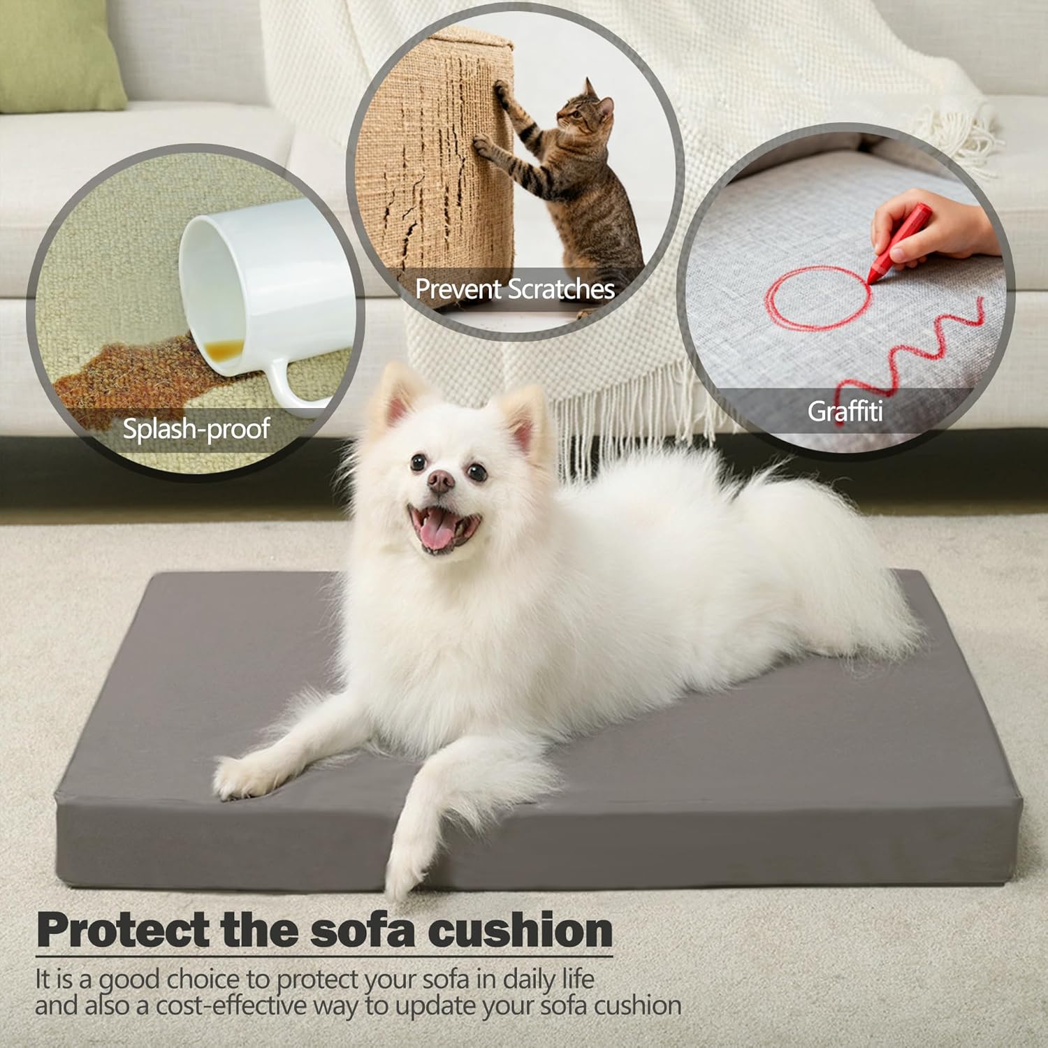 Sqodok Outdoor Cushions Covers 24X22, Patio Cushion Covers for Outdoor Furniture Waterproof Outside Seat Slipcovers Replacement Chair Cushion Covers 4pcs, Grey