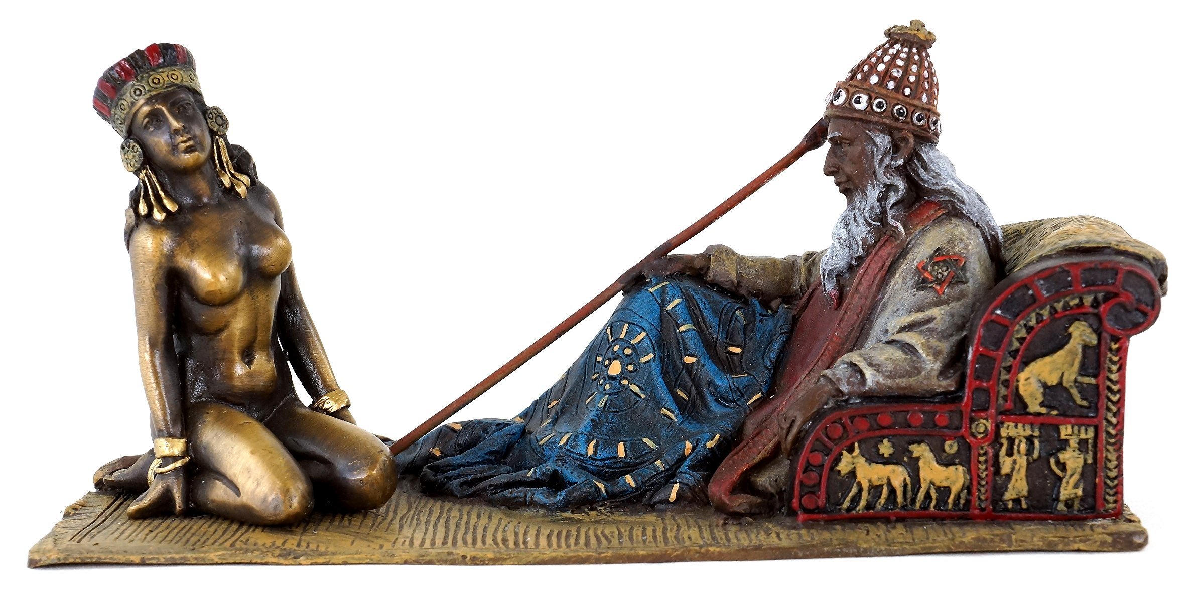 Kunst & Ambiente - Erotische Araber - Wiener Bronze - Erotika - Sklavenmeister mit nackter Sklavin - handbemalt - Orientalische Skulptur - Wohndeko für Innen