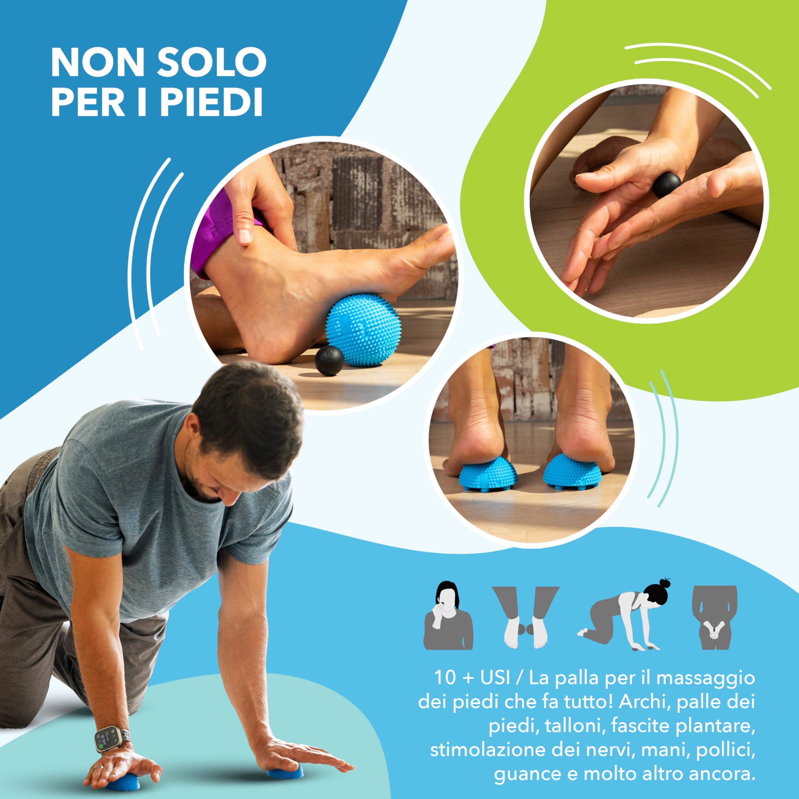 Neuro Ball, strumento per il rilassamento miofasciale del piede, palla massaggiante testurizzata per piedi, automassaggio, mobilità e recupero