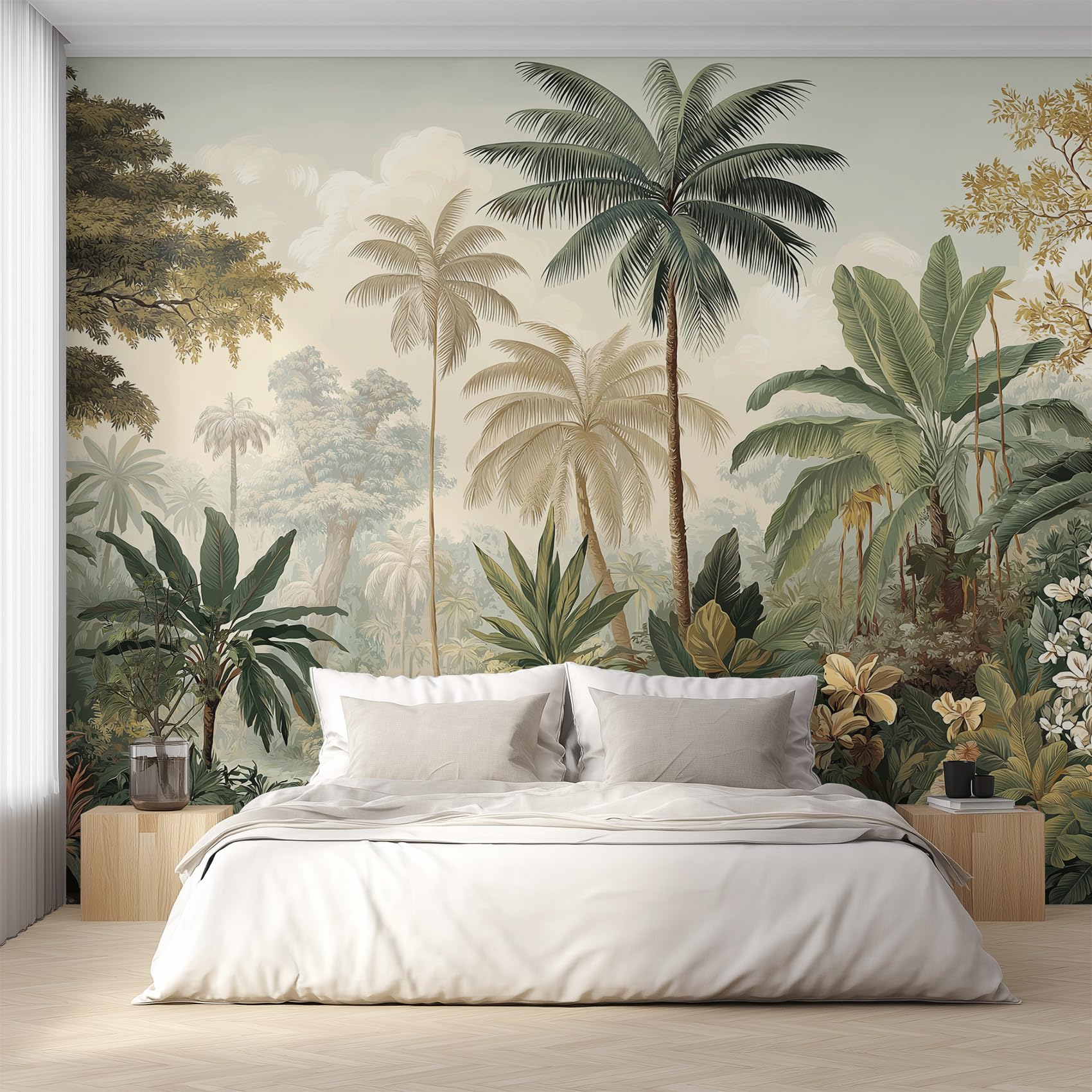 Generisch Tapete Tropische Dschungel, Fototapete Palmen Regenwald, Vliestapete für Schlafzimmer Wohnzimmer, Wand Deko Tapeten, Wandverkleidung 350x256 cm D&O41