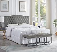 Vista 101 de 24KF Cabecera tapizada con terciopelo con diseño de botones capitoné, tamaño King/California King, cómoda, a la moda, acolchada, color gris