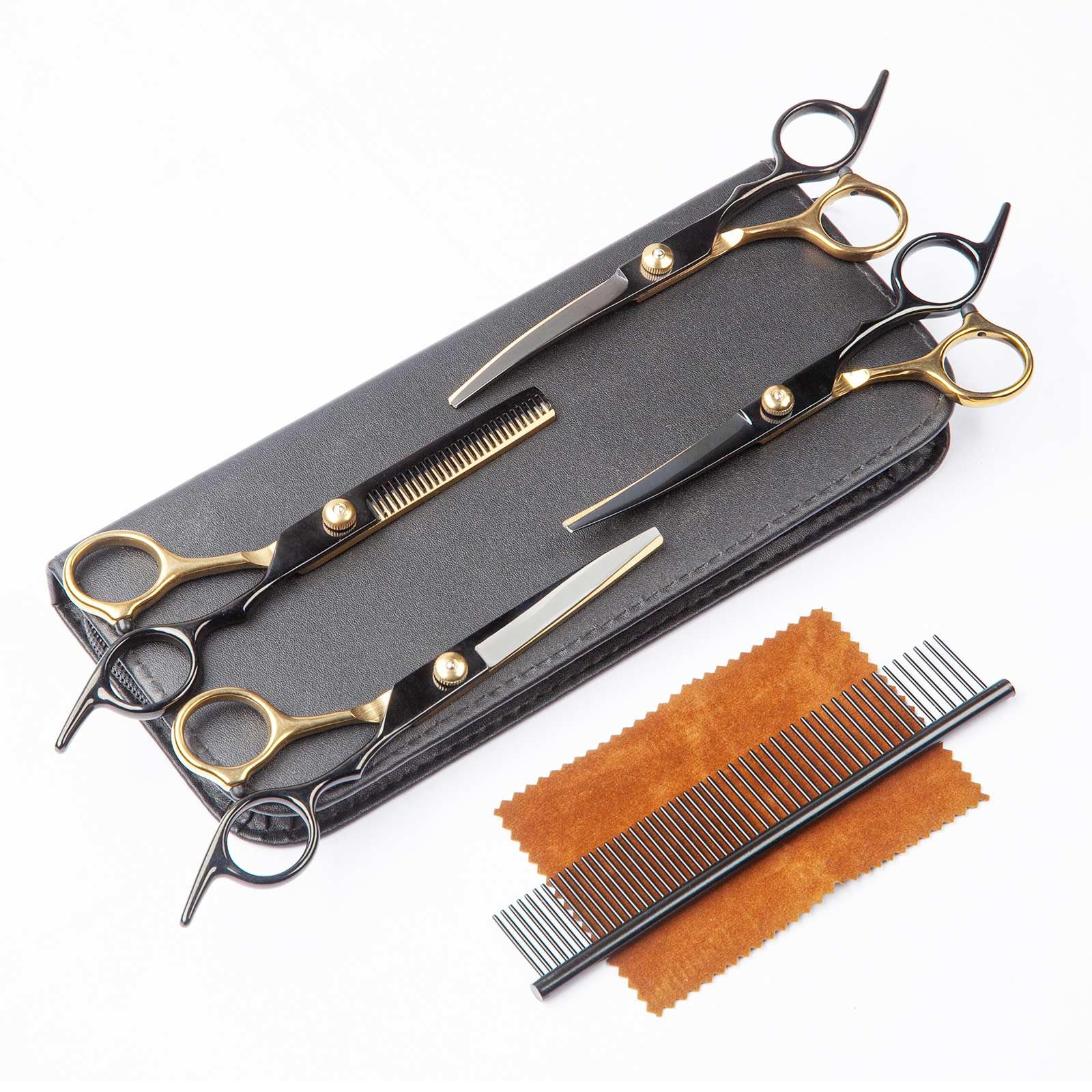 View of Pet Grooming Scissors Kit, Set of 4 Scissors, Fine Polished Surface ...