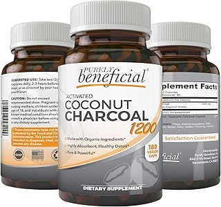 Sponsored Ad - Activated Coconut Charcoal 1200mg, 180 Capsules - Pills for Digestive System, Bloating, Detoxification, Tee...