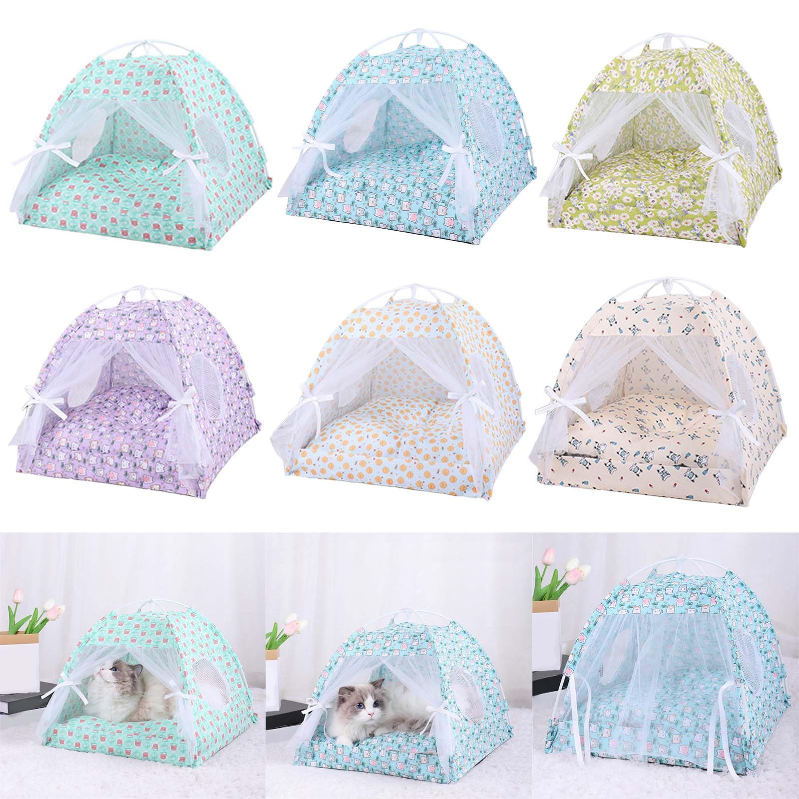 Tente pour animal domestique portable amovible respirant Tipi Chiens Chats Intérieur Extérieur Niche pour Camping Pratique