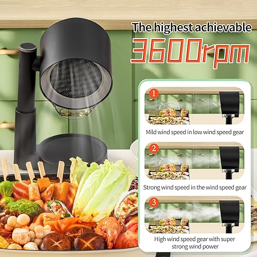 Miniatura 4 de Campana extractora portátil, ventilador de cocina portátil con 3 velocidades, polímero de filtro triple, filtro de aluminio desmontable, bajo ruido,