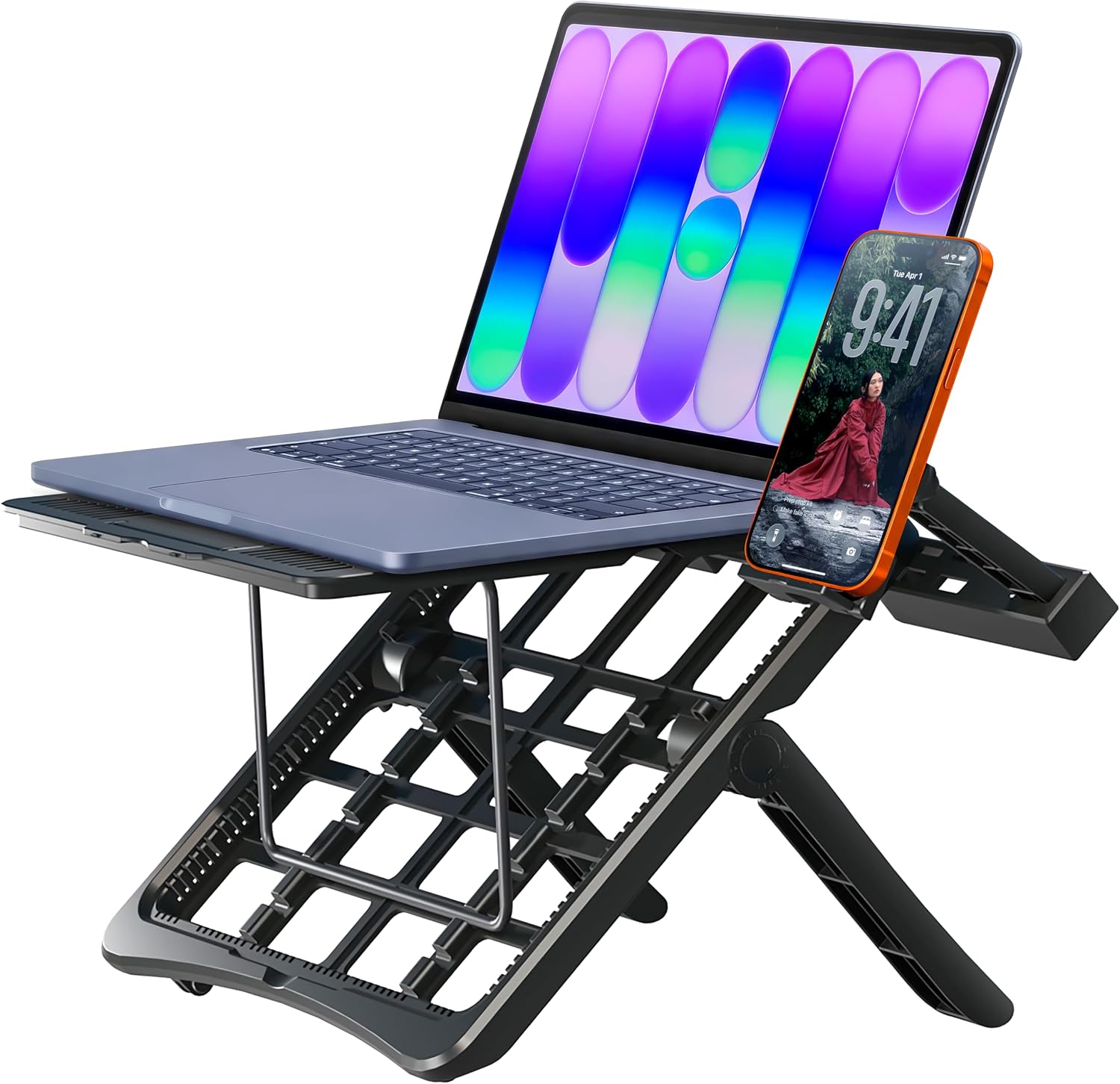 ergounion Adjustable Laptop Stand for Desk, Ergonomic Riser for 10-17" Lap